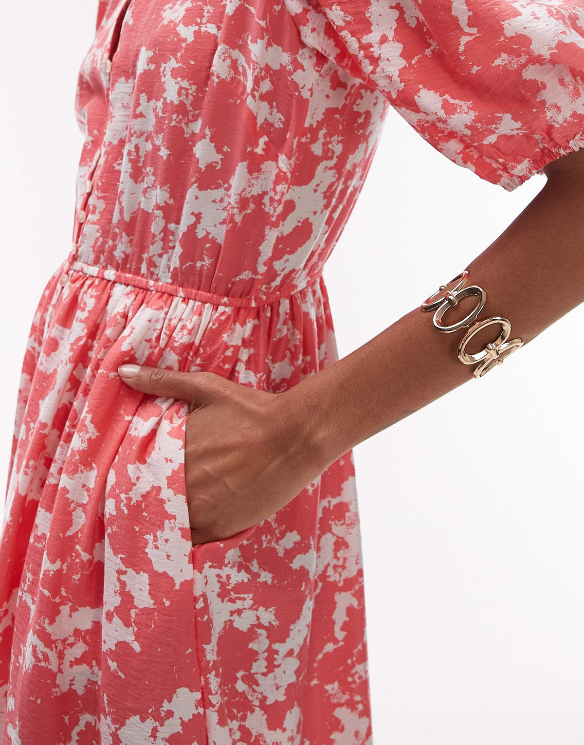 & Other Stories premium tiered volume maxi dress in pink marble print