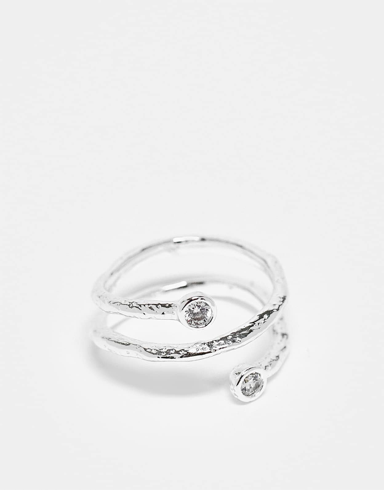 Orelia motel crystal wrap ring in sterling silver