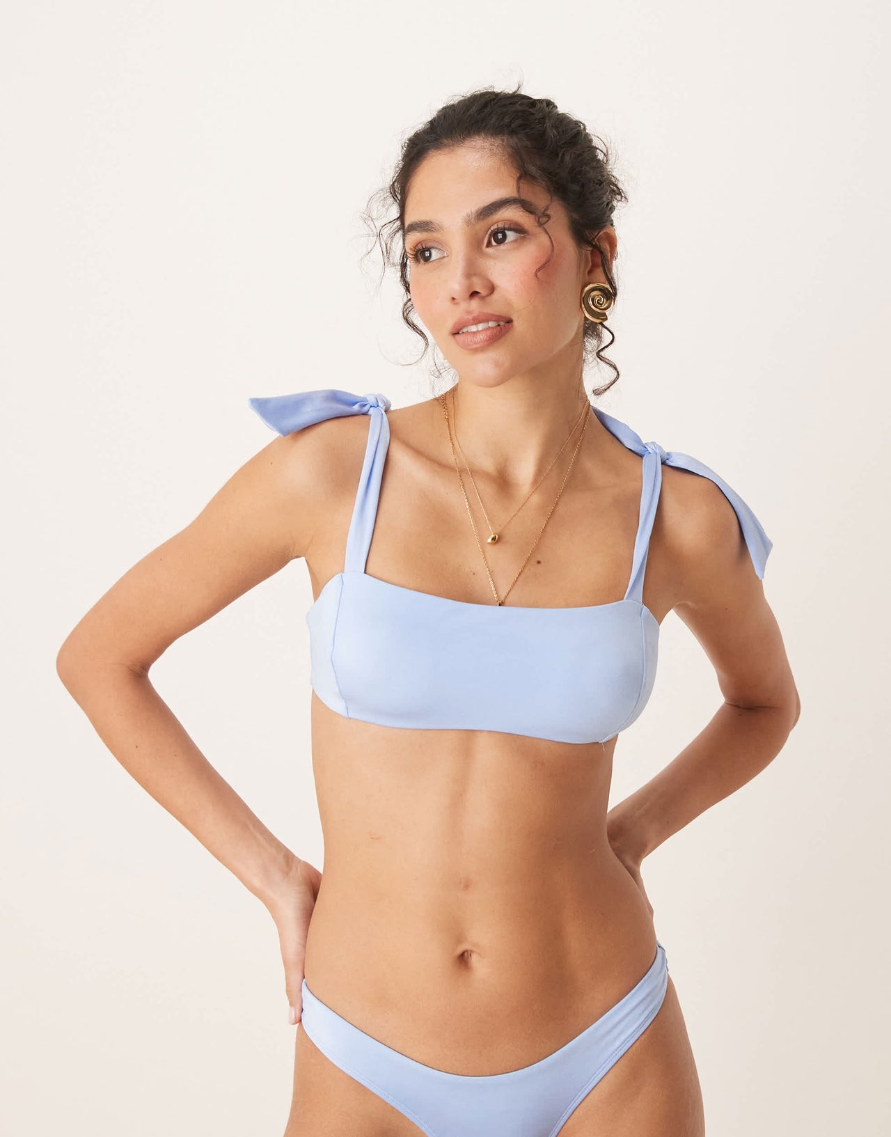 Free Society tie strap bikini top in sky blue