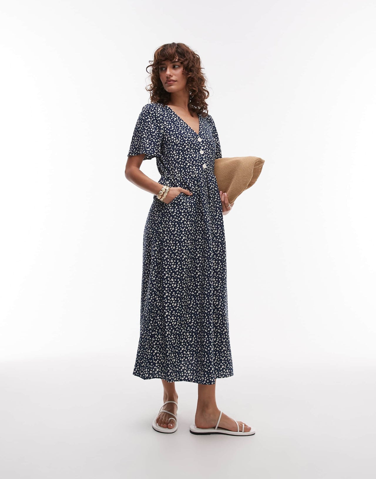 & Other Stories midaxi shirt dress with handkerchief hem in blue
