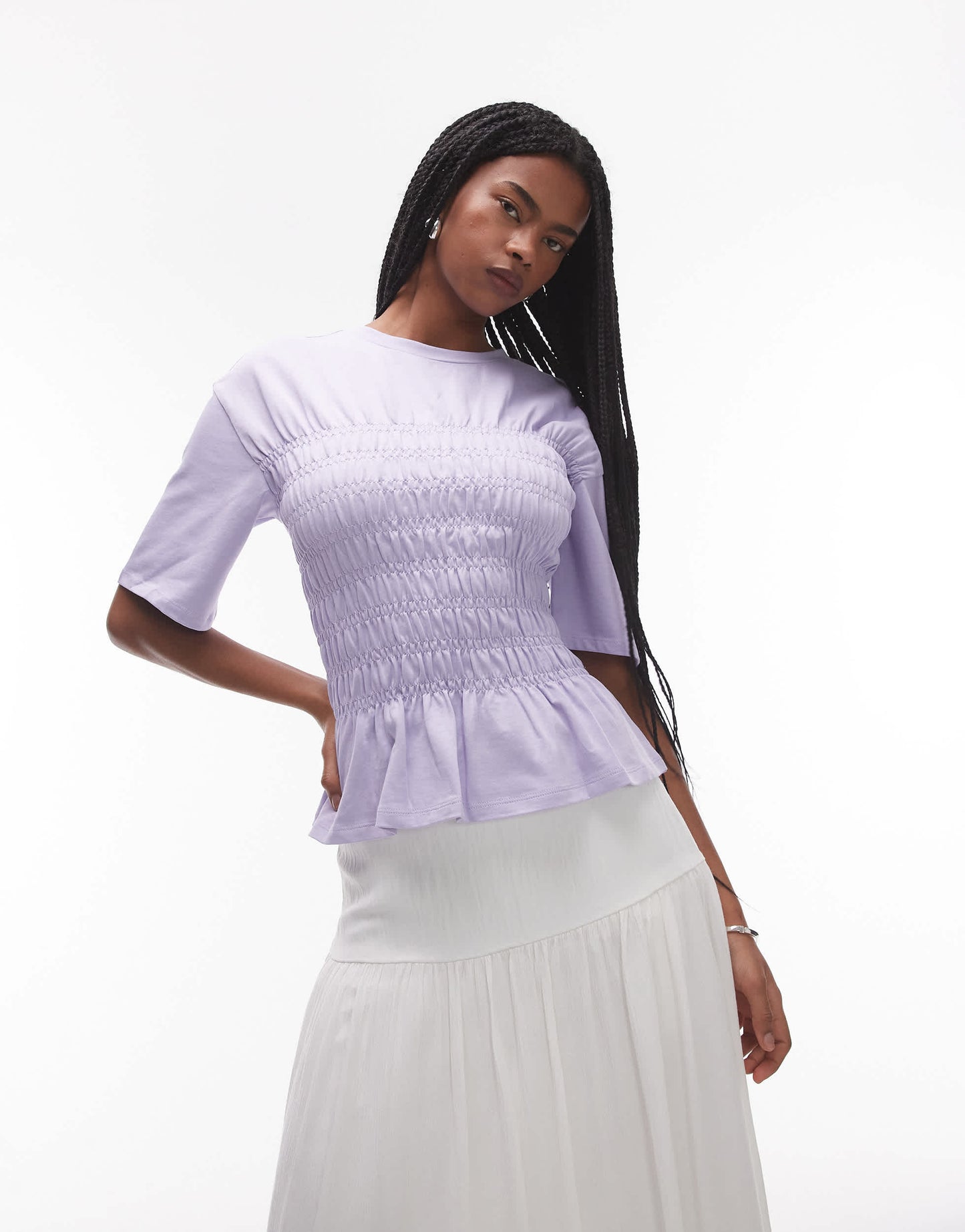 & Other Stories top with ruche corset detail in lilac