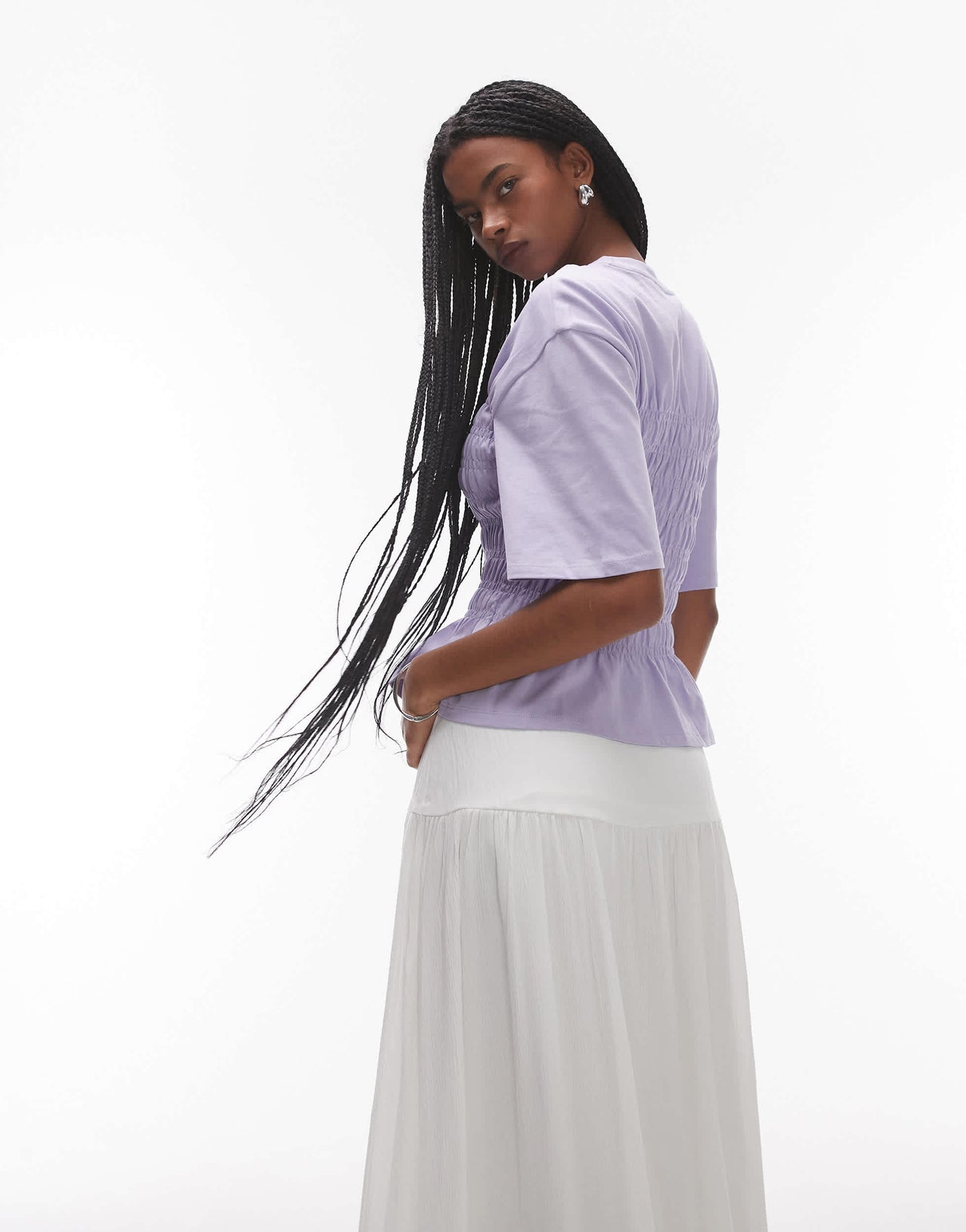 & Other Stories top with ruche corset detail in lilac
