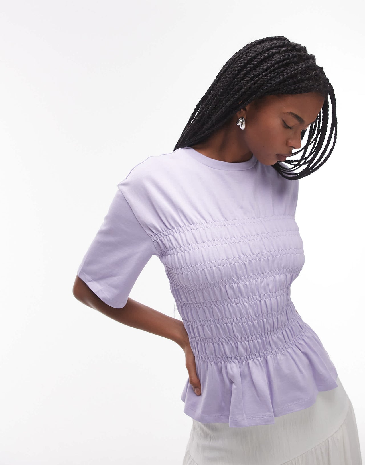 & Other Stories top with ruche corset detail in lilac