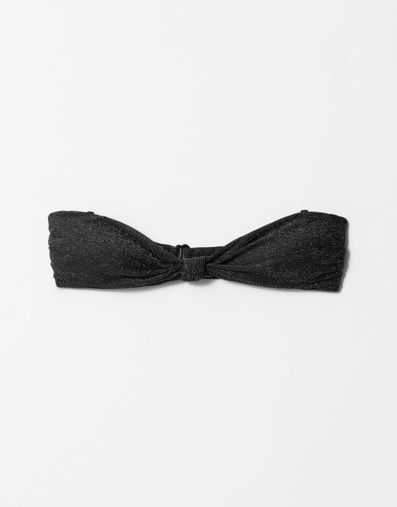 & Other Stories mix and match knot front bandeau bikini top with gold glitter thread and removeable padding in black