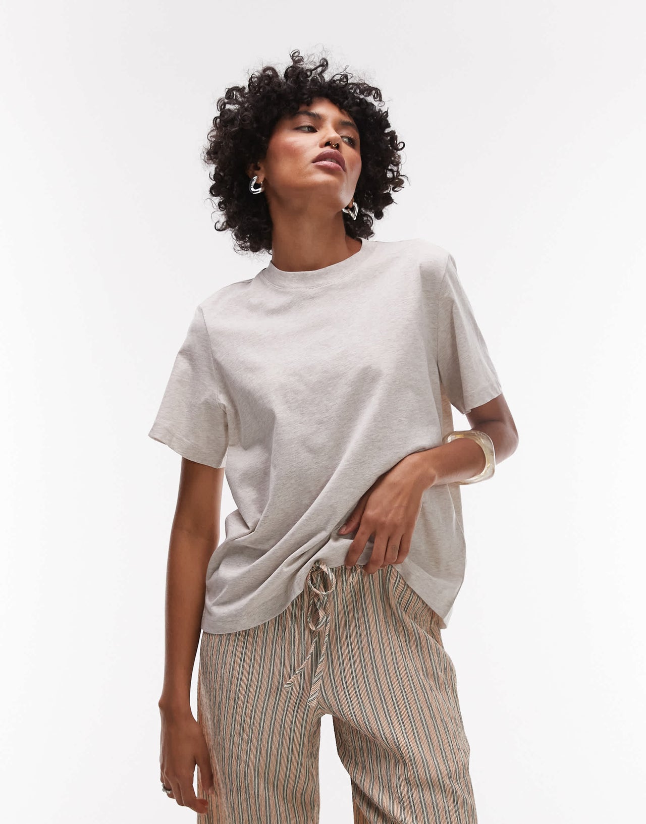 & Other Stories relaxed short sleeve t-shirt in light beige melange