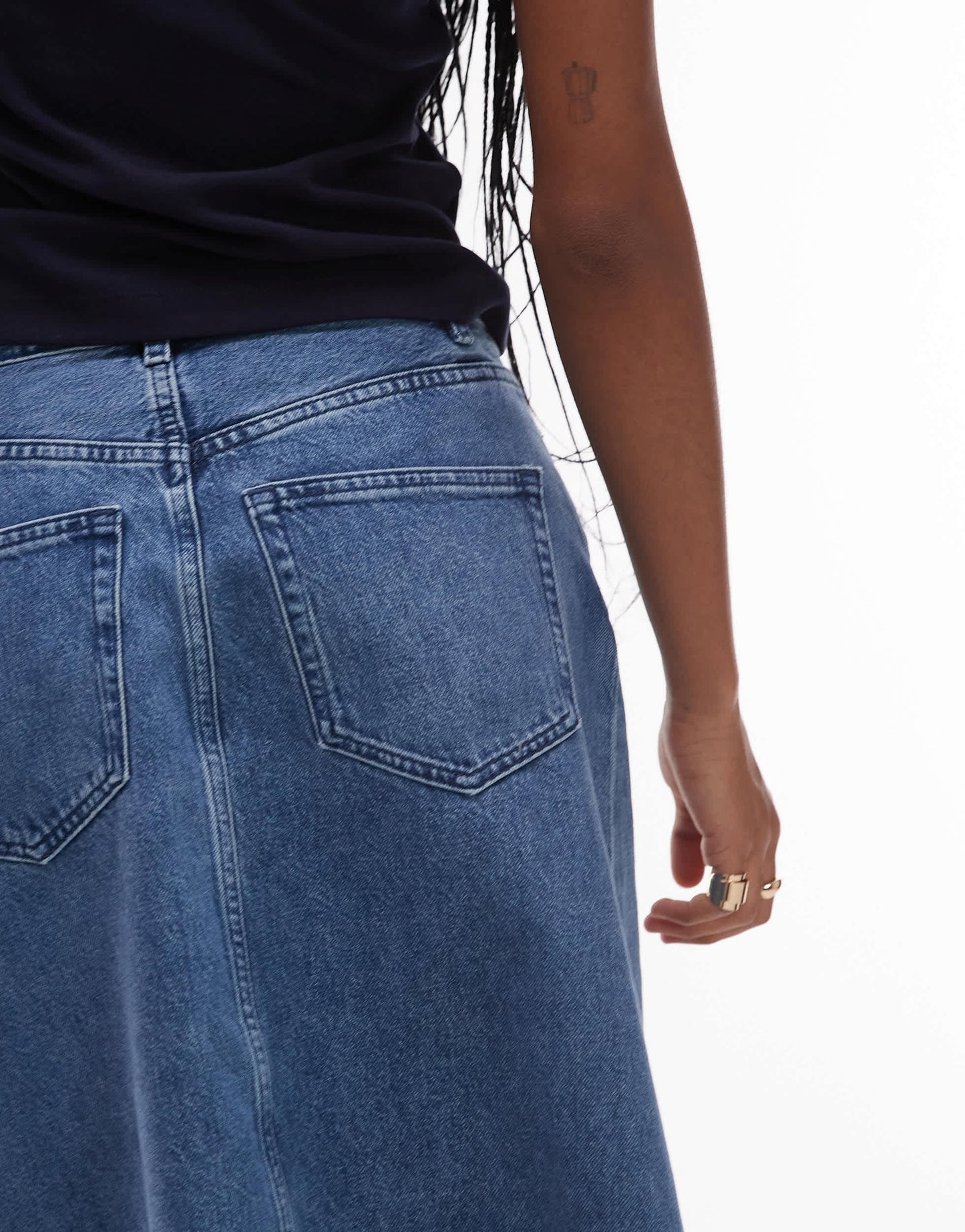 ARKET denim midi wrap skirt in  mid washed blue