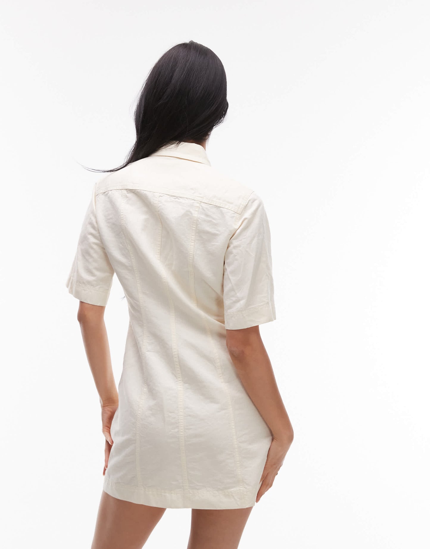 ARKET mini shirt dress with front patch pockets in stone