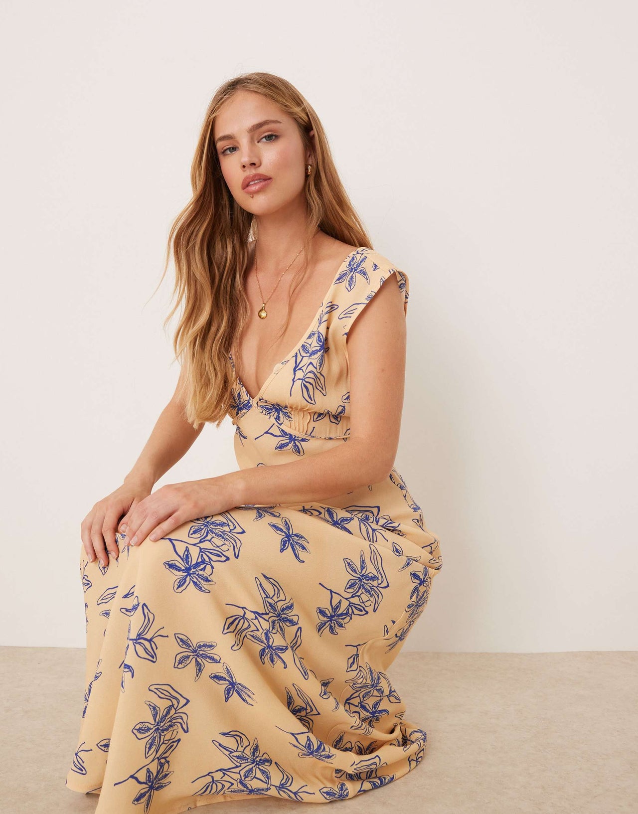 VRG GRL sunlit isles bias cut maxi dress in multi