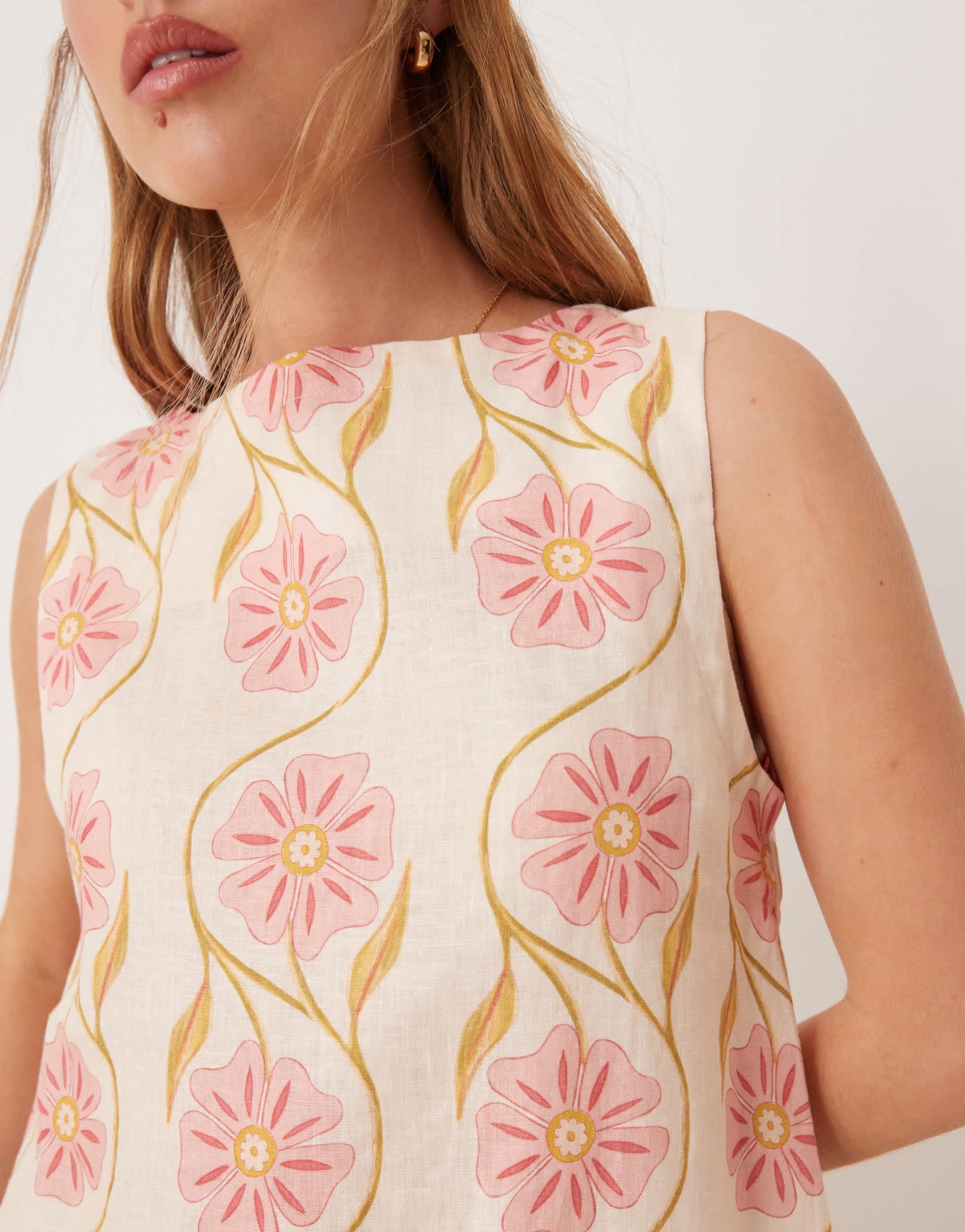 VRG GRL aftersun bloom floral linen shift dress in multi