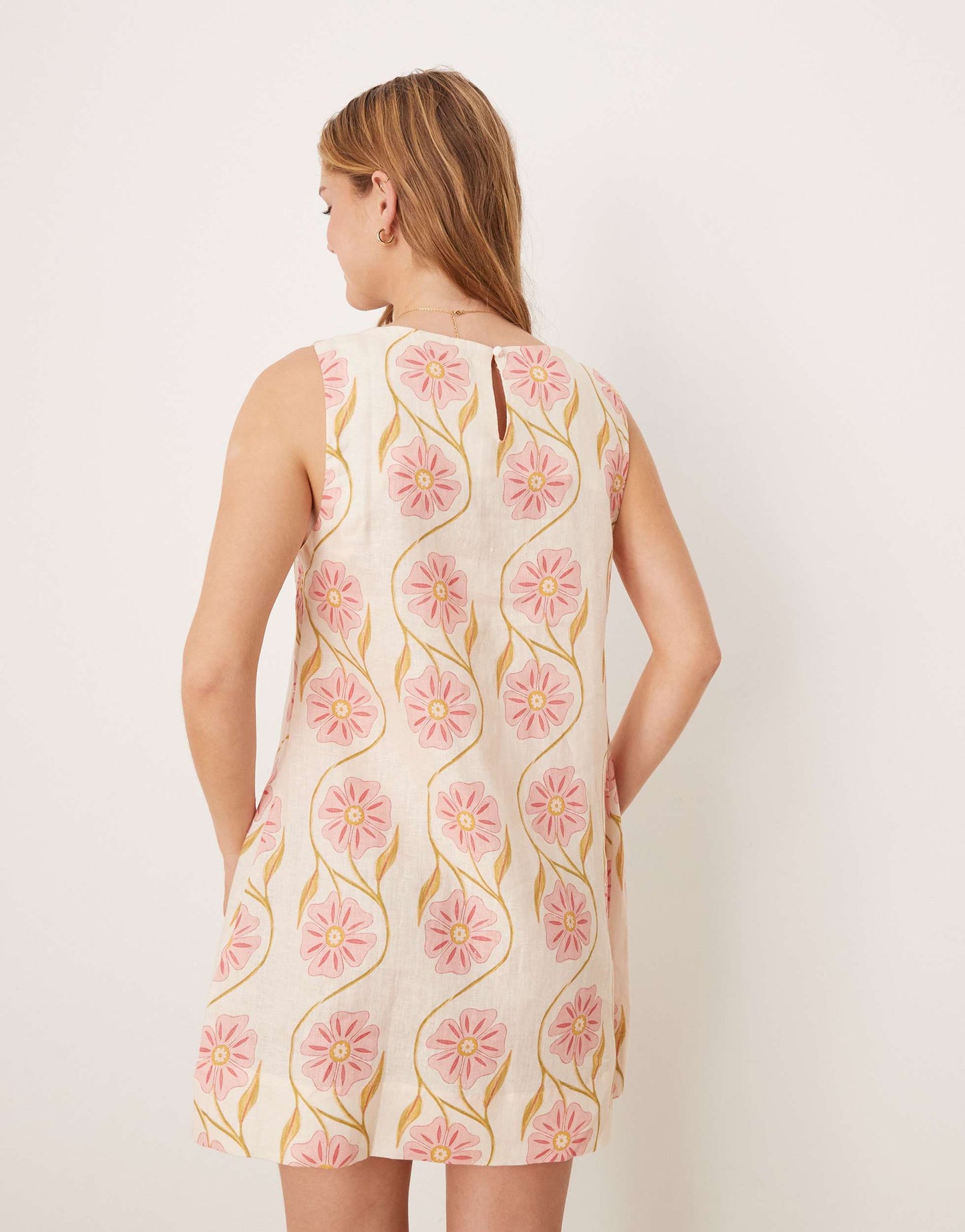 VRG GRL aftersun bloom floral linen shift dress in multi