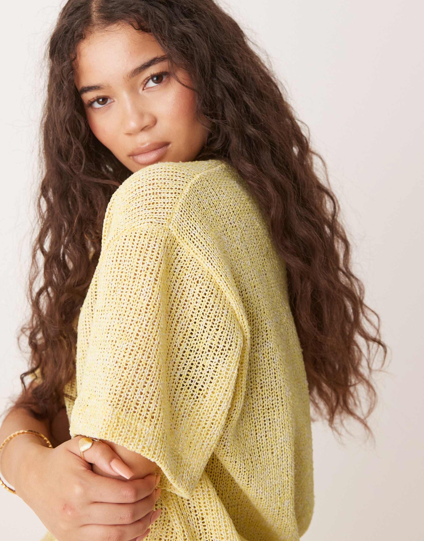 ASOS DESIGN textured jersey oversized short sleeve co-ord in lemon