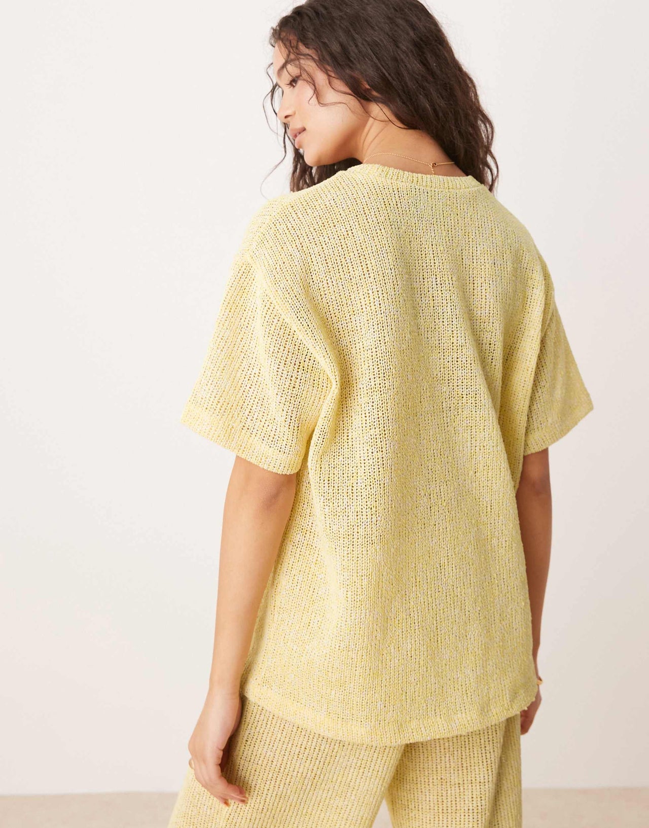 ASOS DESIGN textured jersey oversized short sleeve co-ord in lemon
