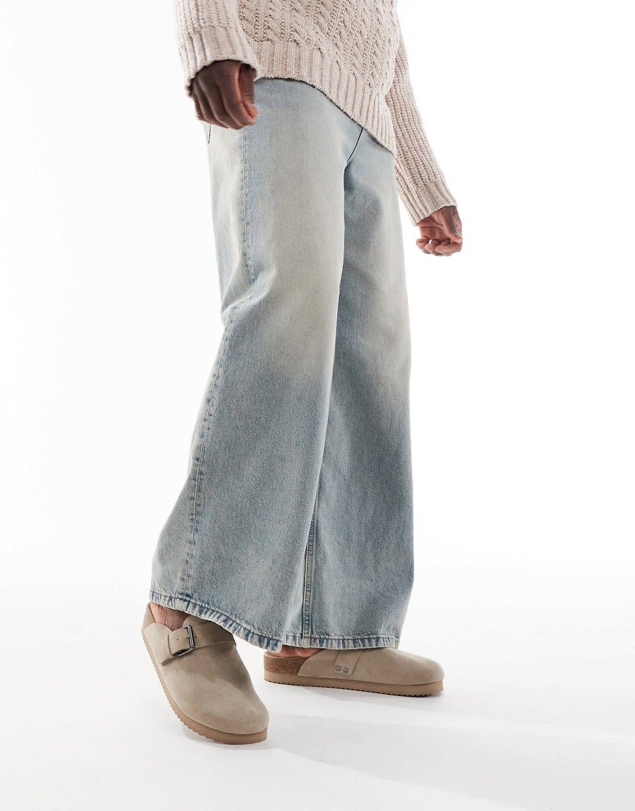Bershka clog with buckle in sand
