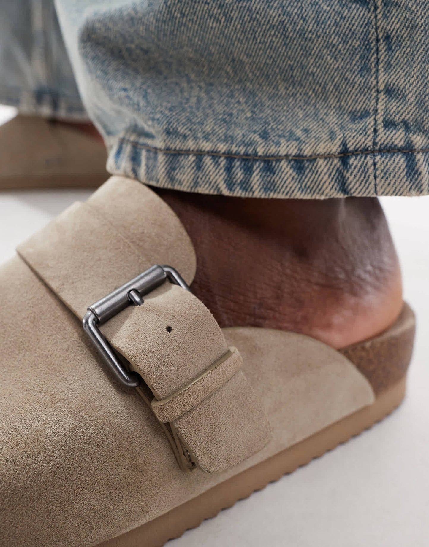 Bershka clog with buckle in sand