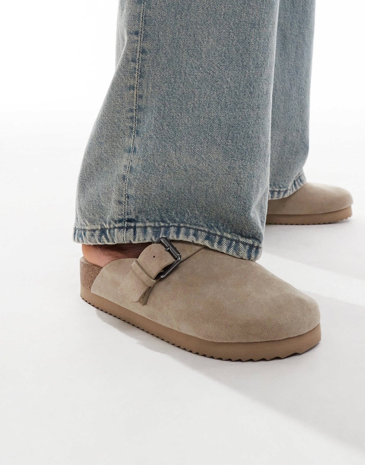 Bershka clog with buckle in sand