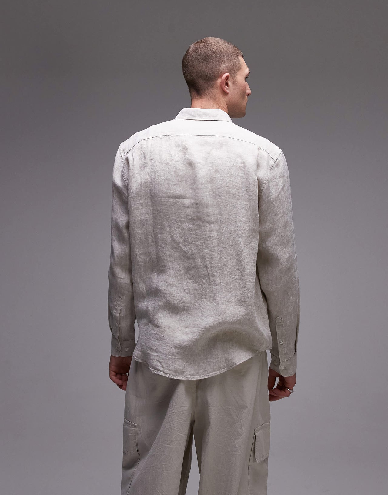 ARKET regular fit linen shirt in beige