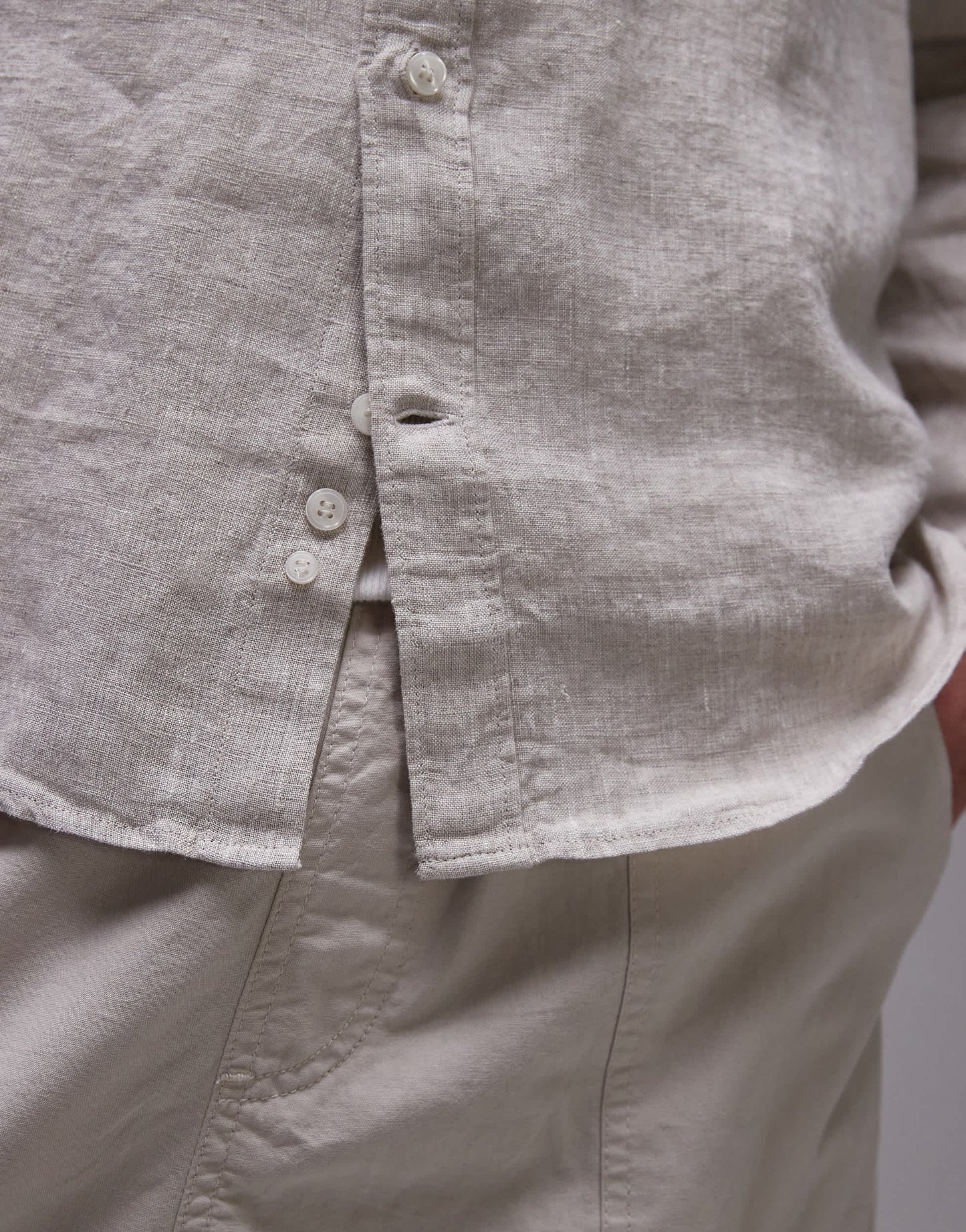 ARKET regular fit linen shirt in beige