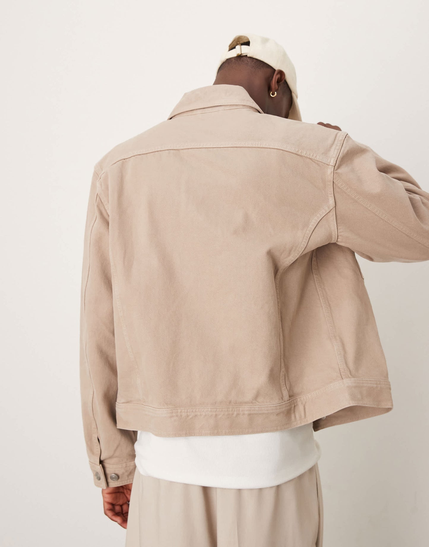 ARKET rigid denim trucker jacket in beige pigment wash