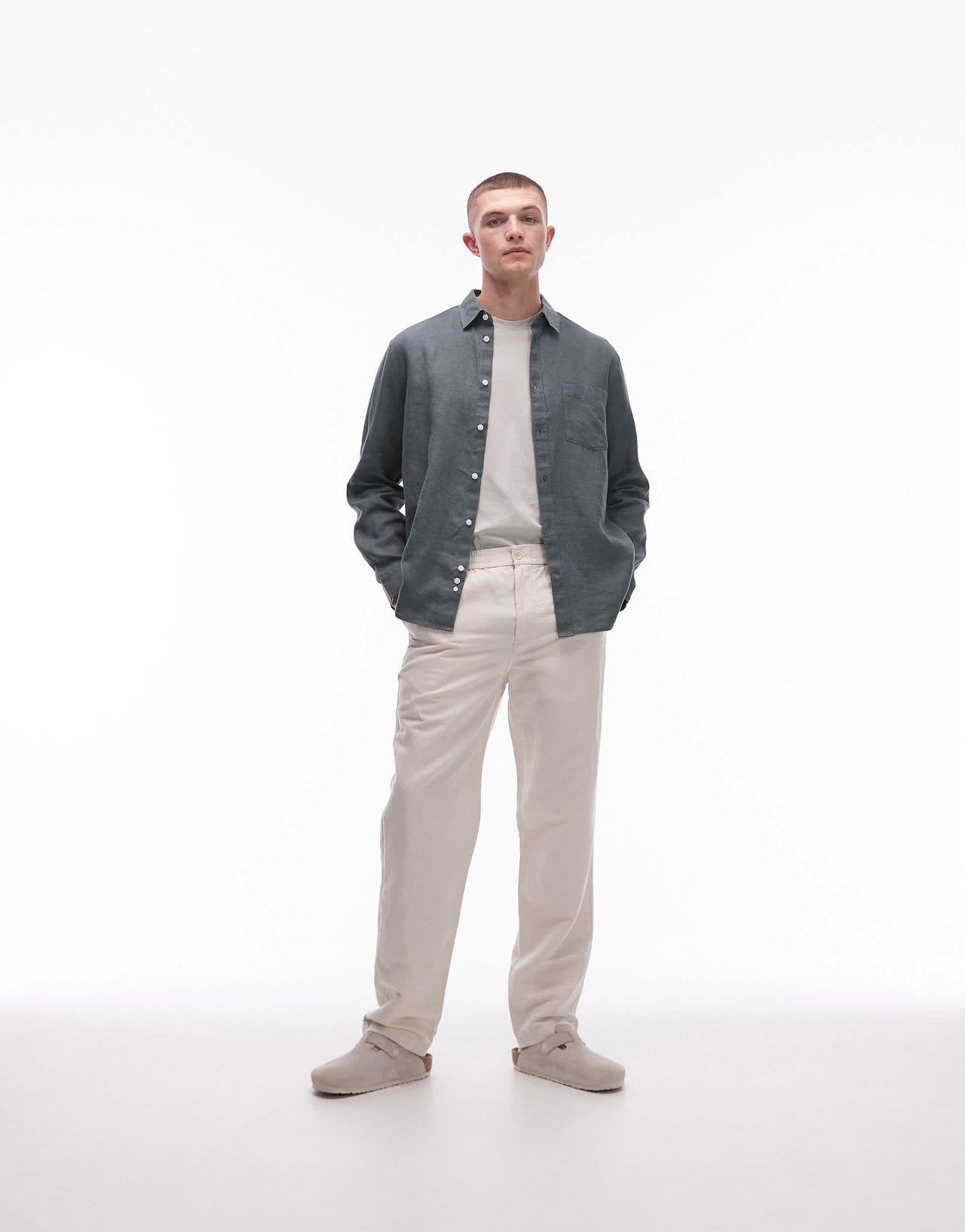 ARKET linen blend trousers in light beige