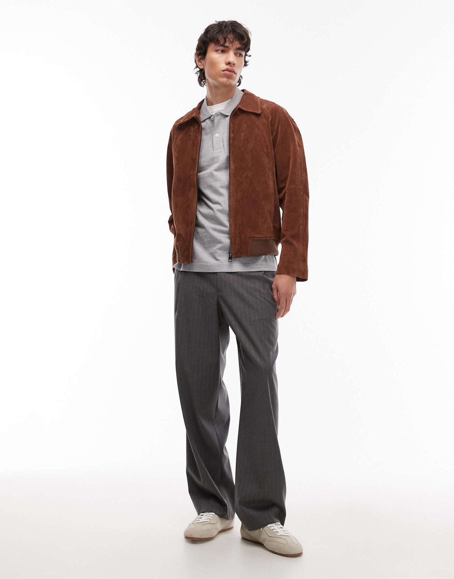 ARKET pique jersey short sleeve polo shirt in  grey melange