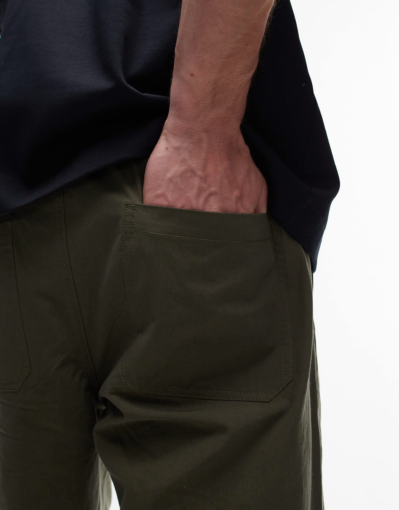 ARKET heavy poplin trouser with button front in khaki