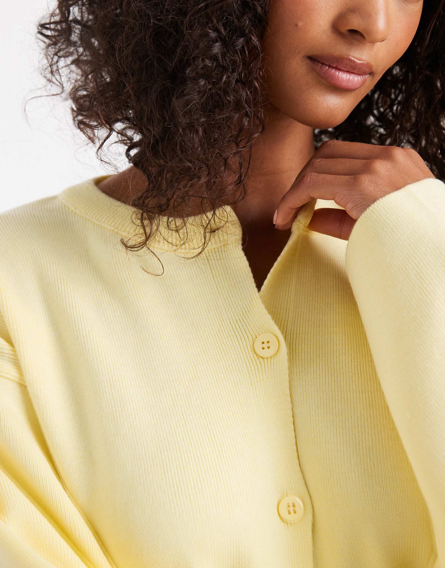 ASOS DESIGN knitted structured crew neck cardigan in buttermilk