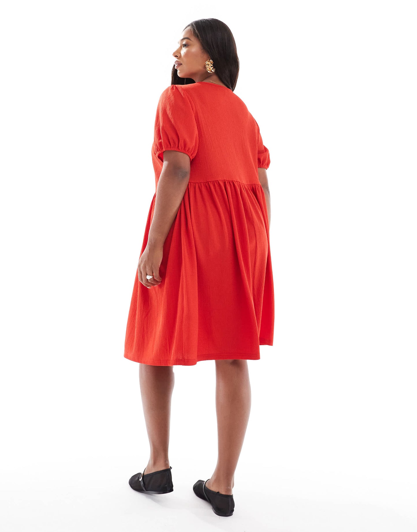 New Look Curve crinkle tie front mini dress in red