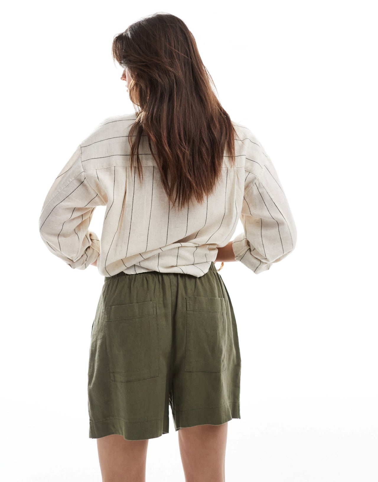 New look linen pull on short in khaki