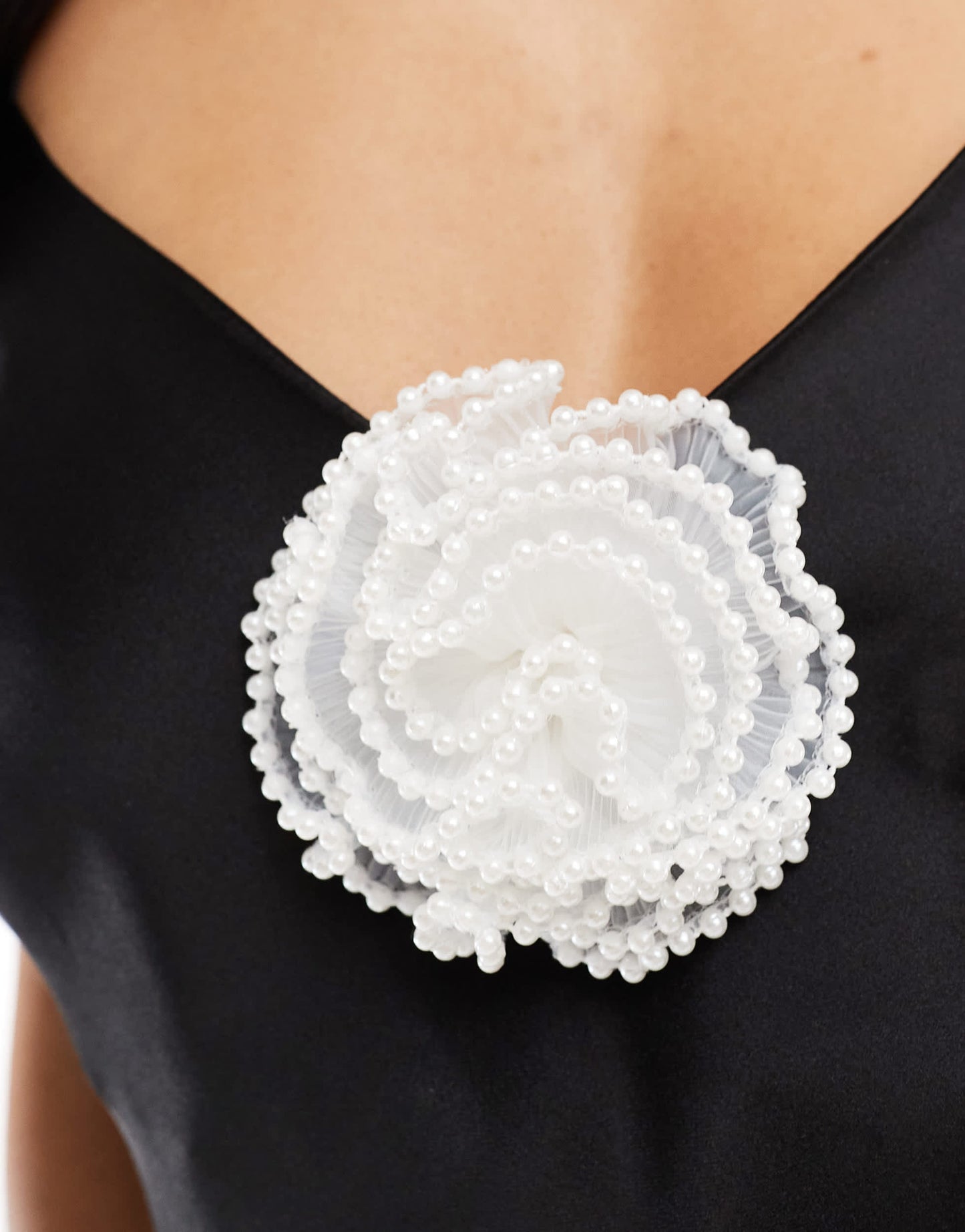 New Look beaded corsage applique clip detail midi dress in black