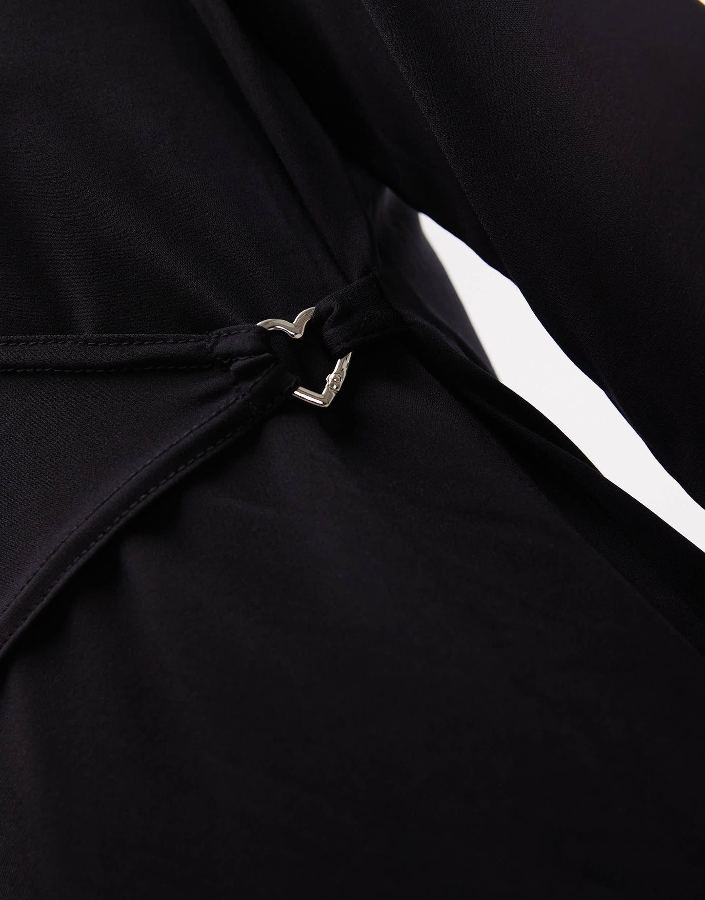 Resume slinky jersey v neck top with buckle detail in black co-ord