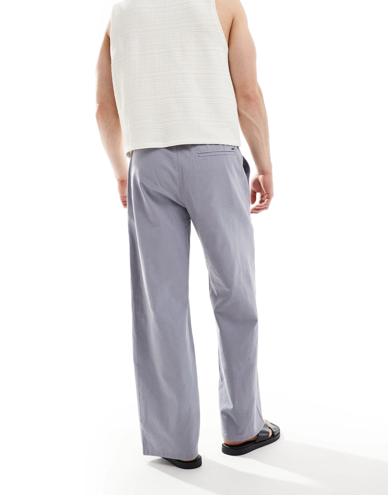 ONLY & SONS loose fit linen mix trouser in washed grey