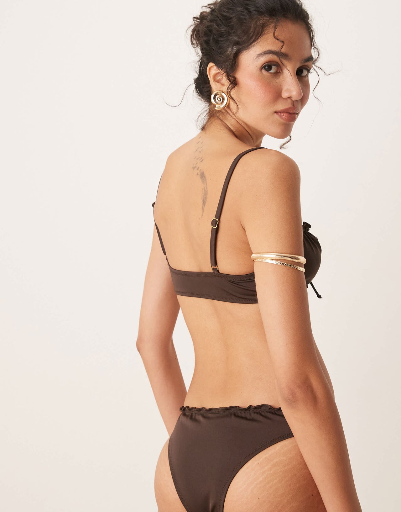 Free Society ruched bikini bottom in dark brown
