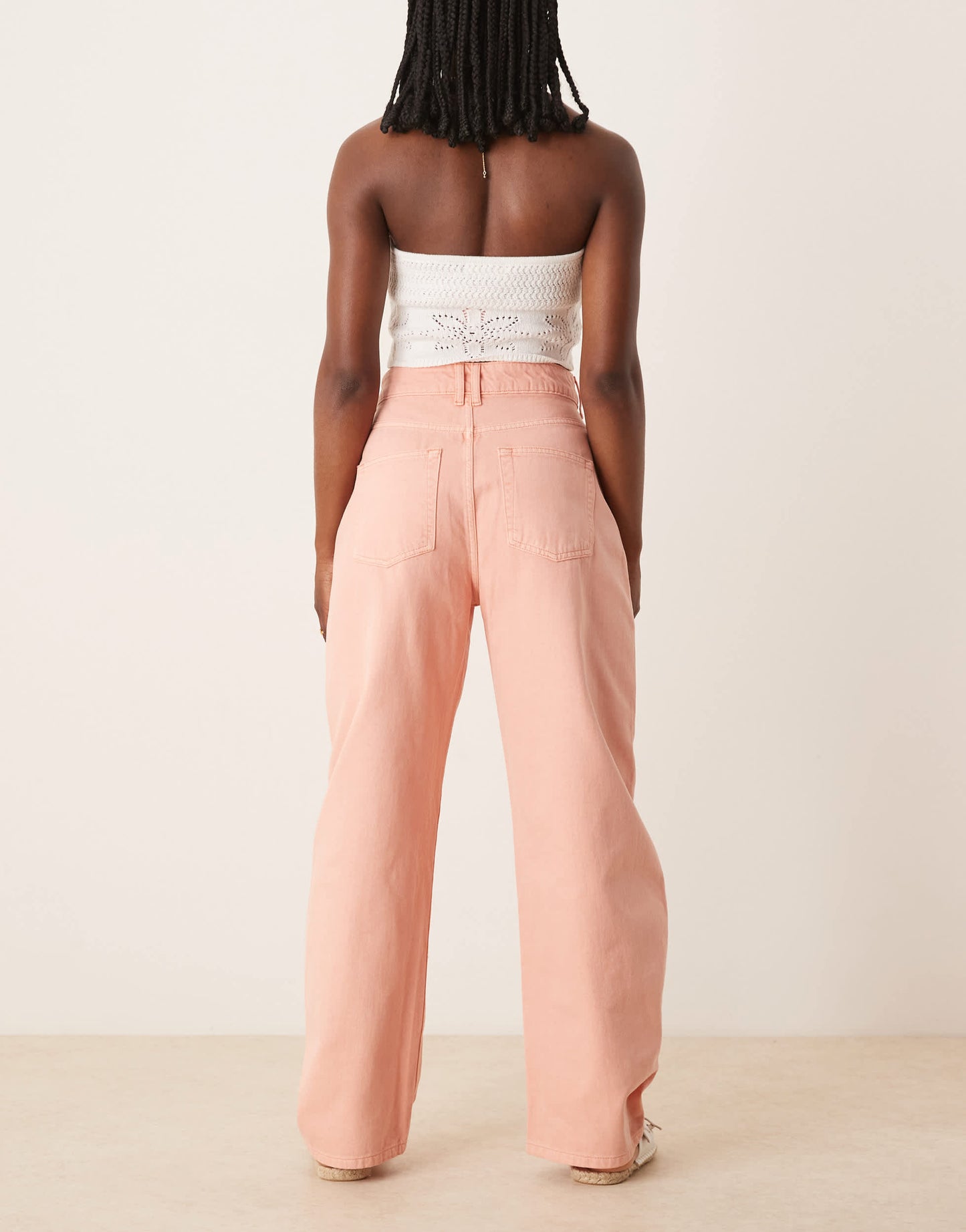 ASOS DESIGN high waisted barrel leg jeans in soft apricot