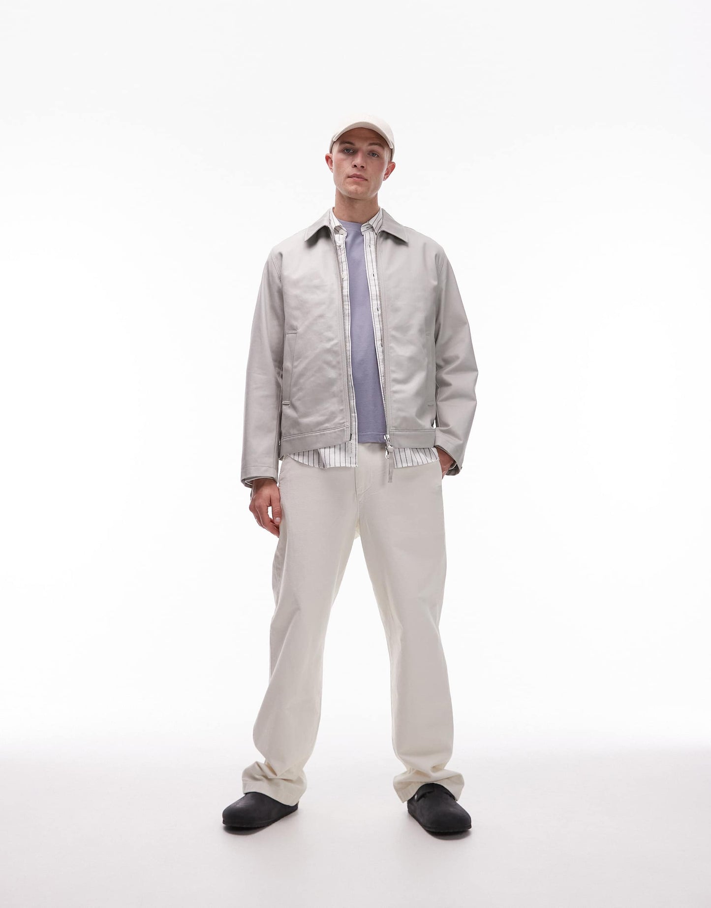ARKET zip front minimal workwear jacket with collar in mole