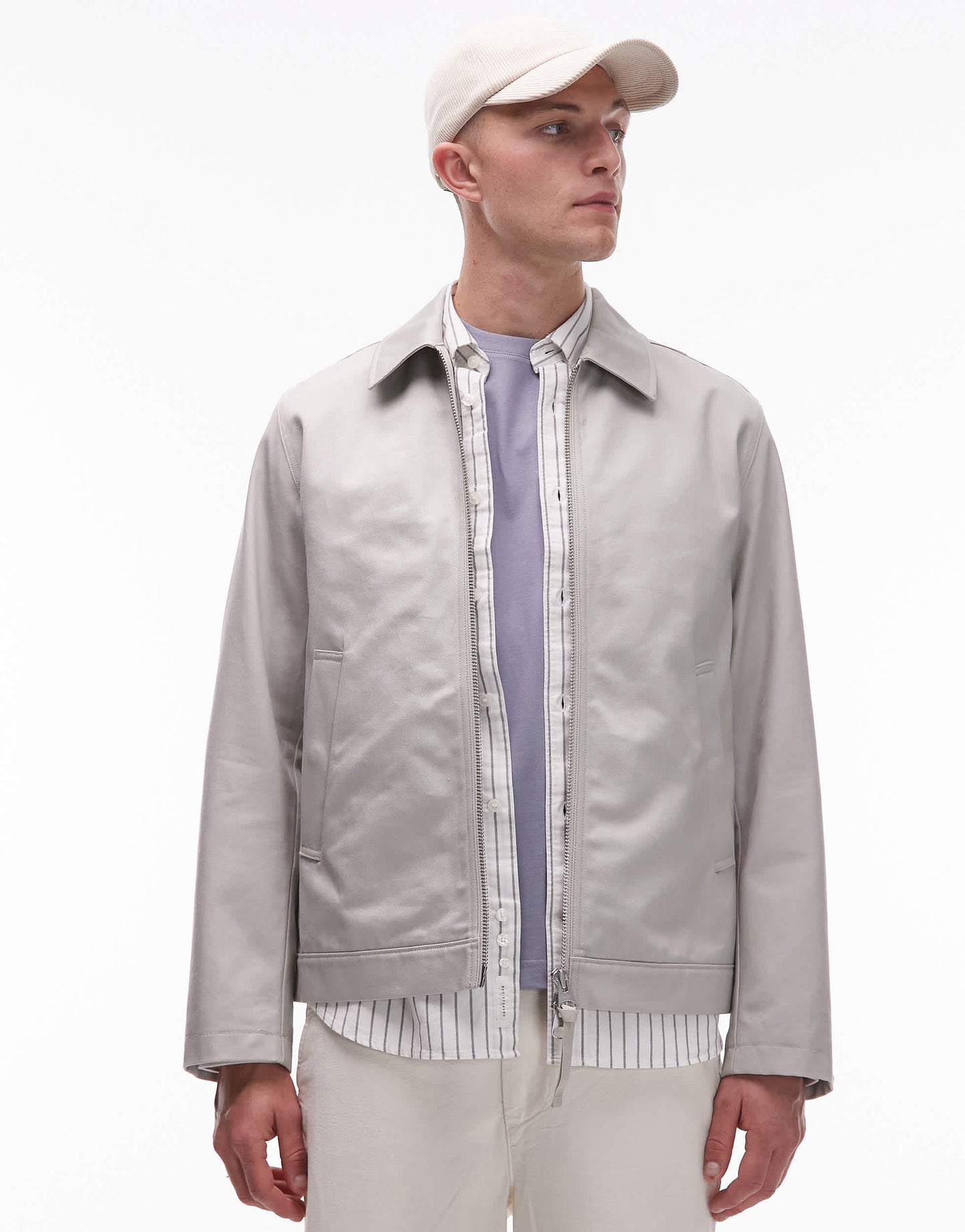 ARKET zip front minimal workwear jacket with collar in mole