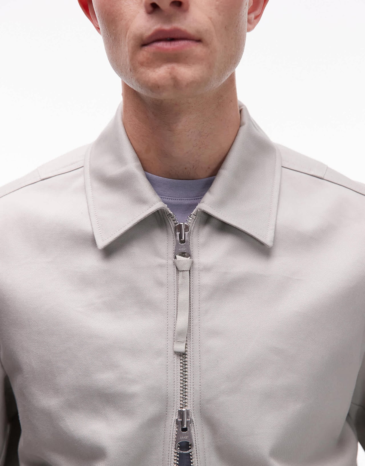 ARKET zip front minimal workwear jacket with collar in mole