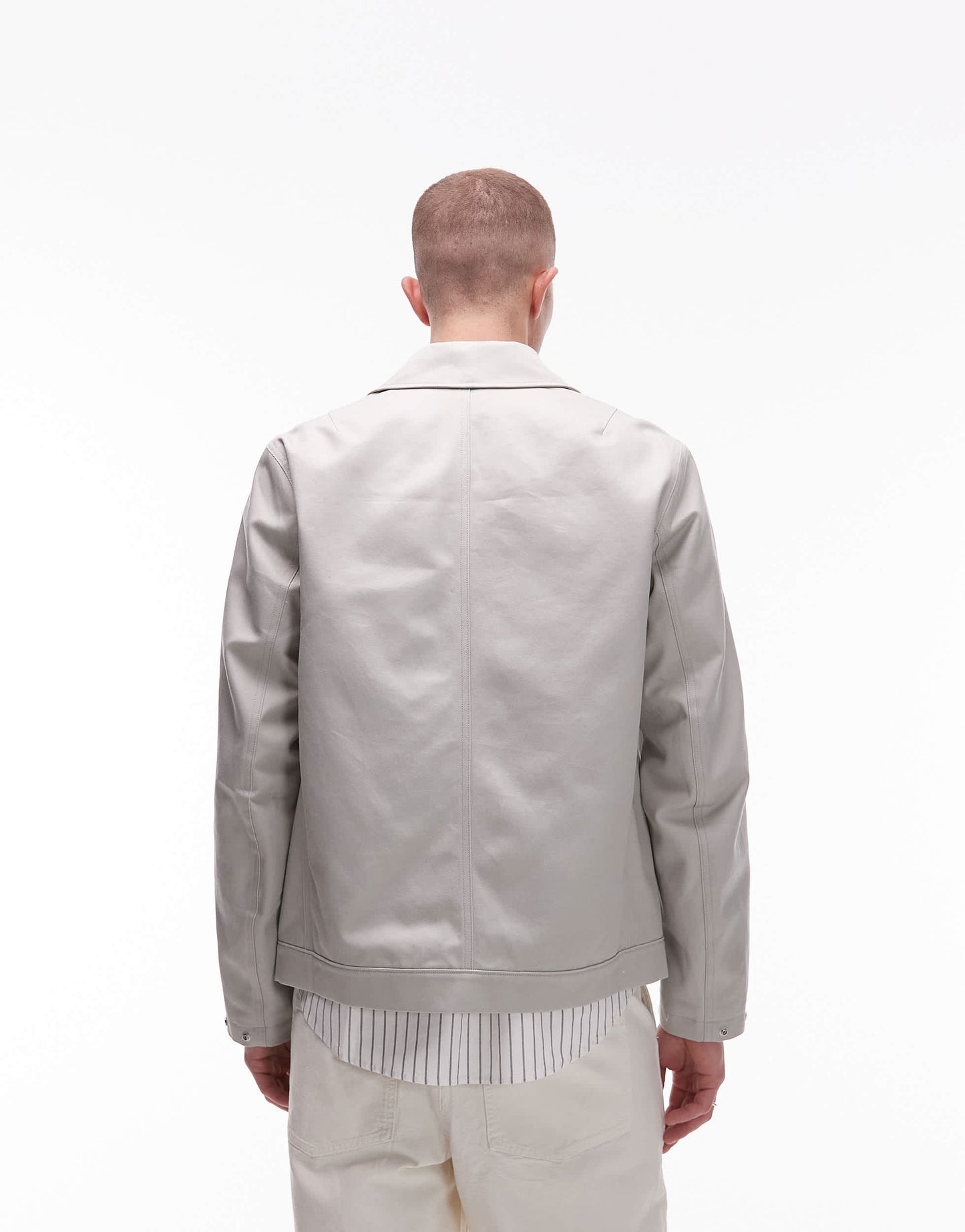 ARKET zip front minimal workwear jacket with collar in mole
