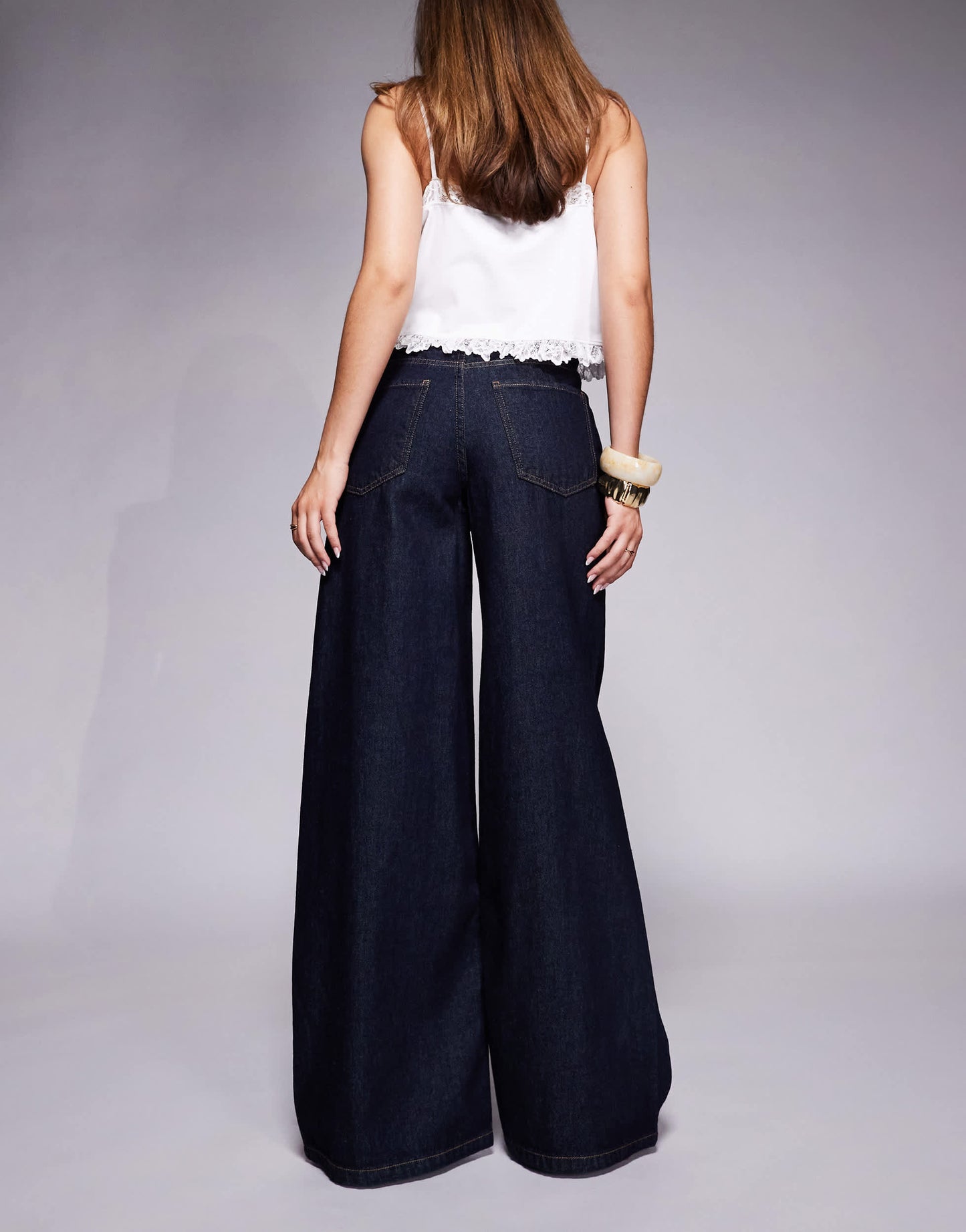 River Island baggy wide leg jeans in darkwash