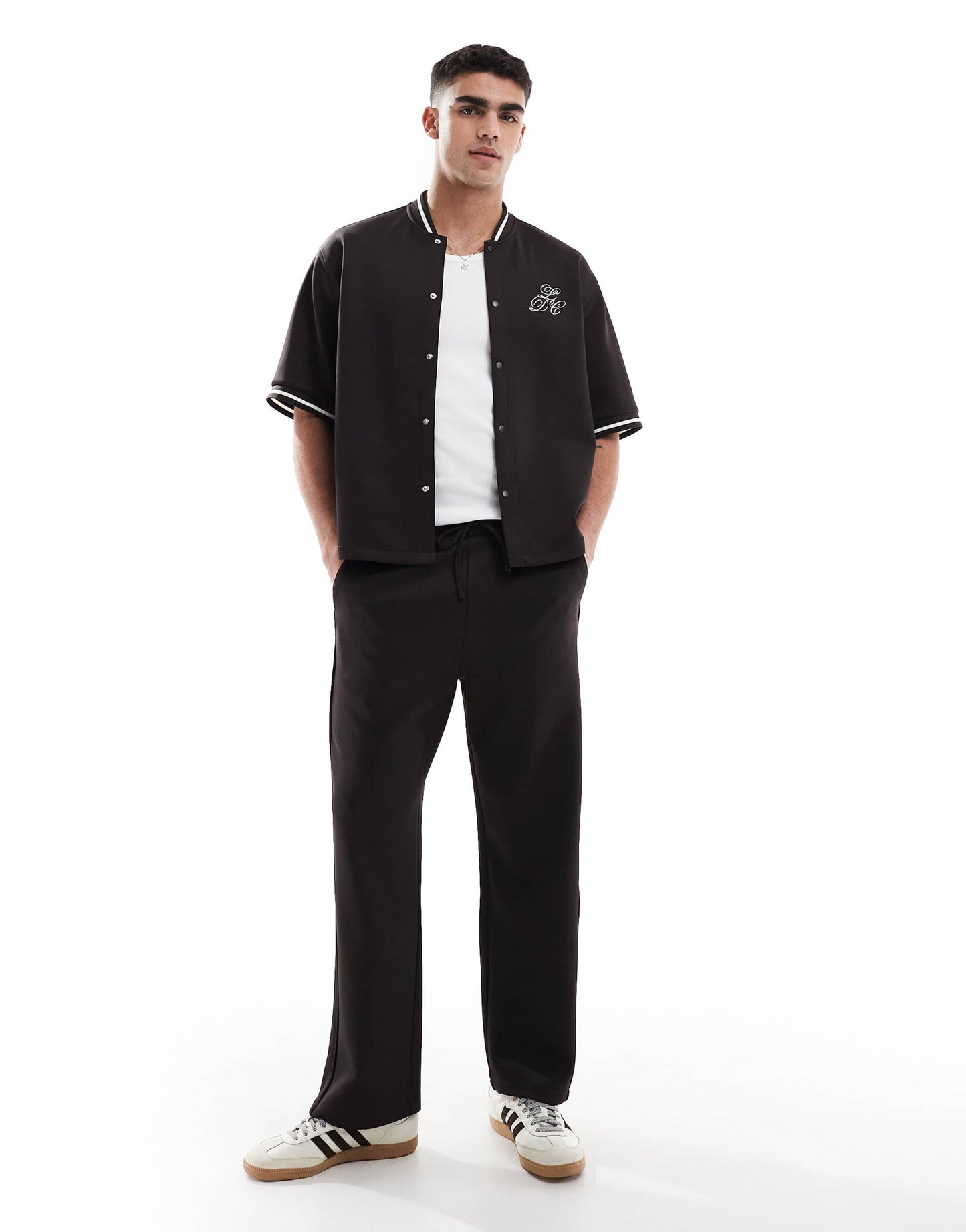 Bershka pull on trouser co-ord in brown