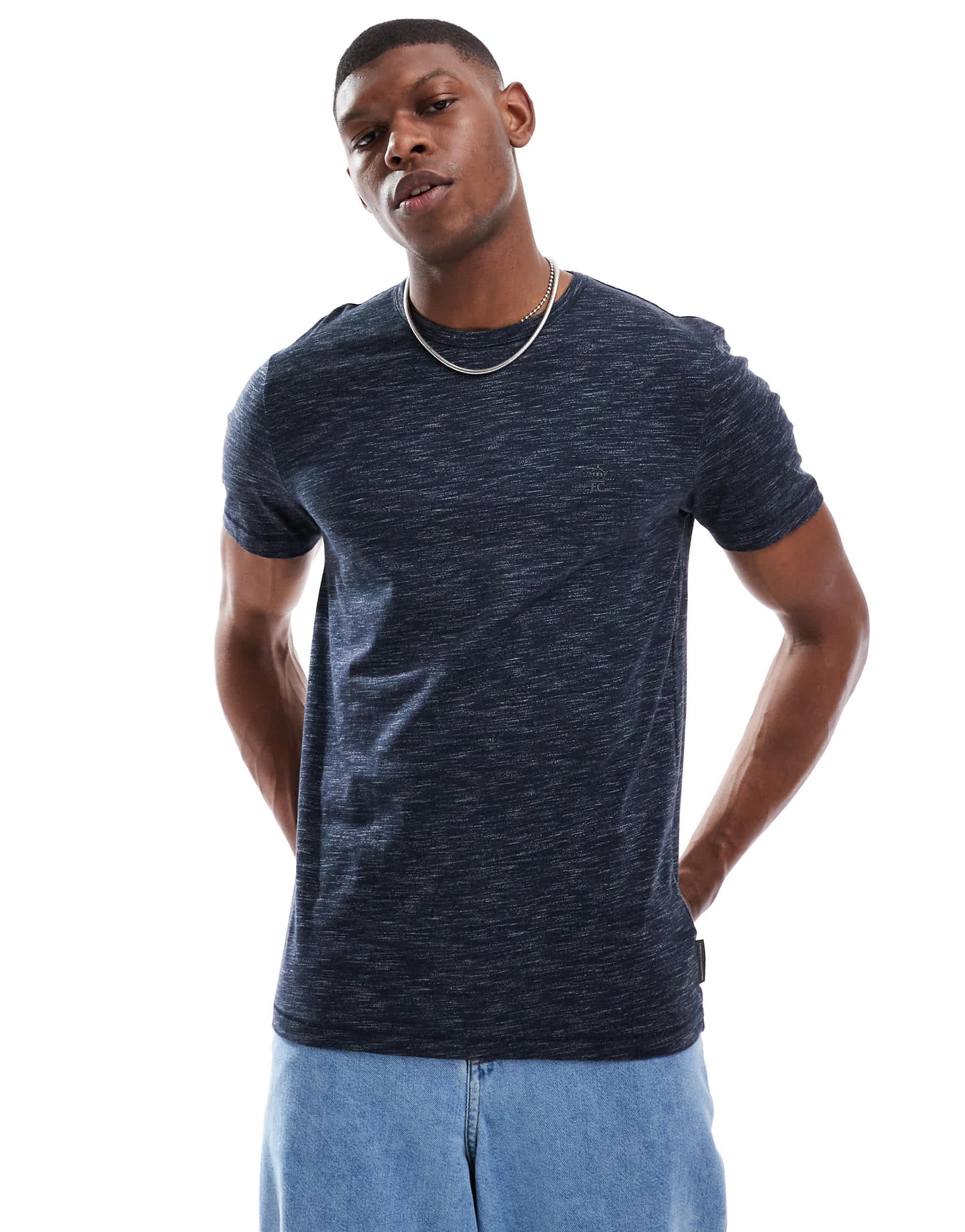 French Connection crew neck t-shirt in navy marl