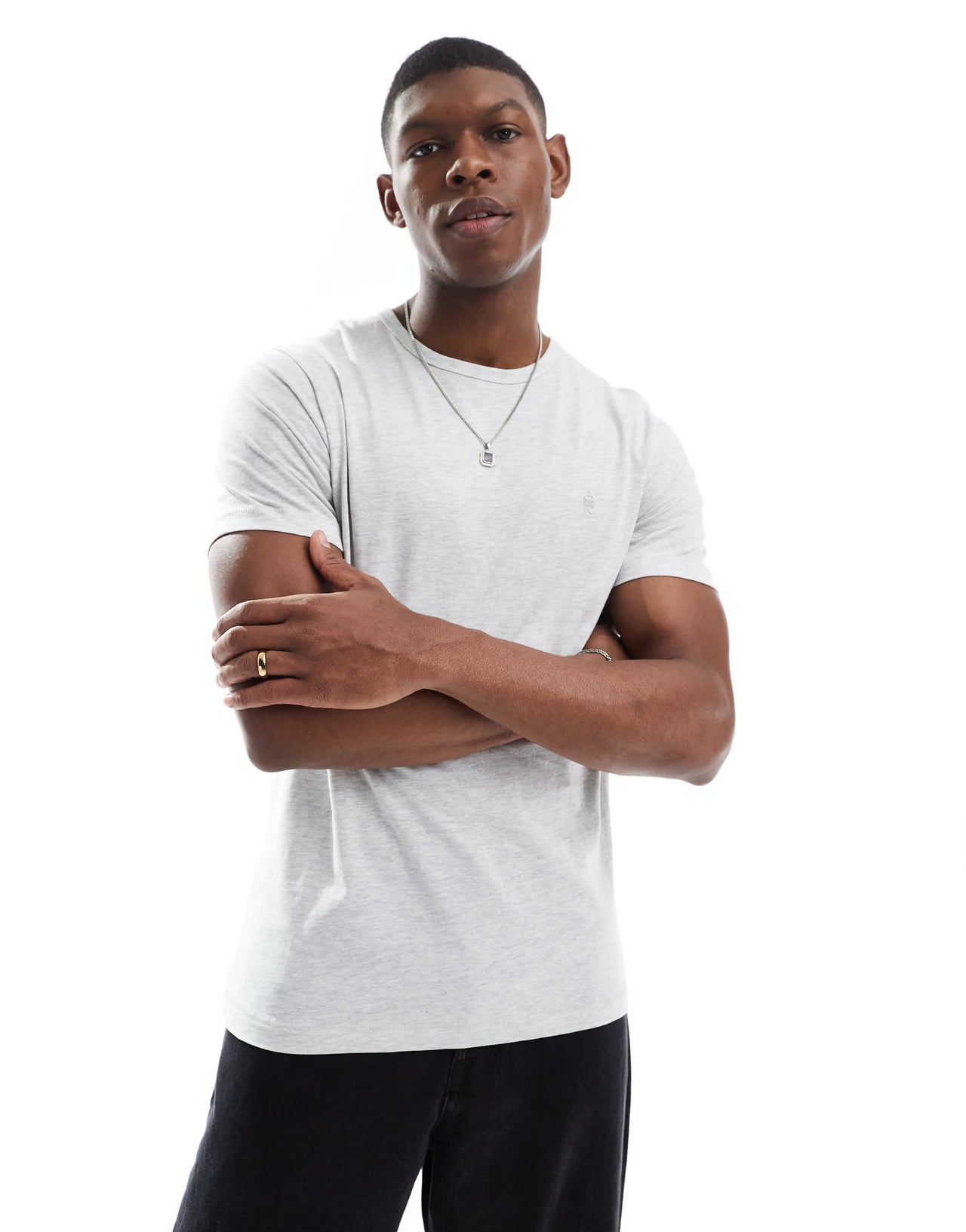 French Connection crew neck short sleeve t-shirt in ecru melange