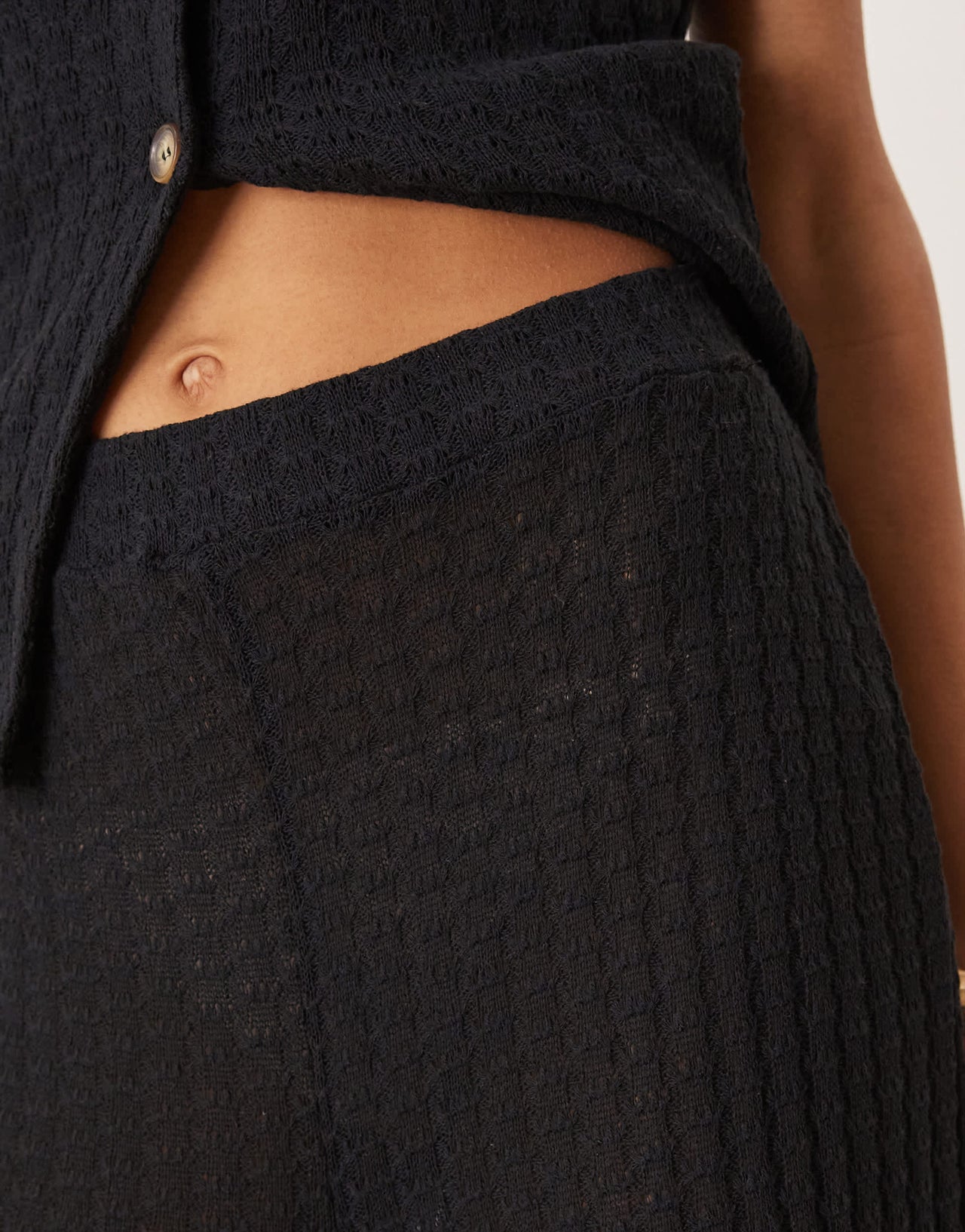 ASOS DESIGN co-ord semi sheer knit wide leg trouser in black