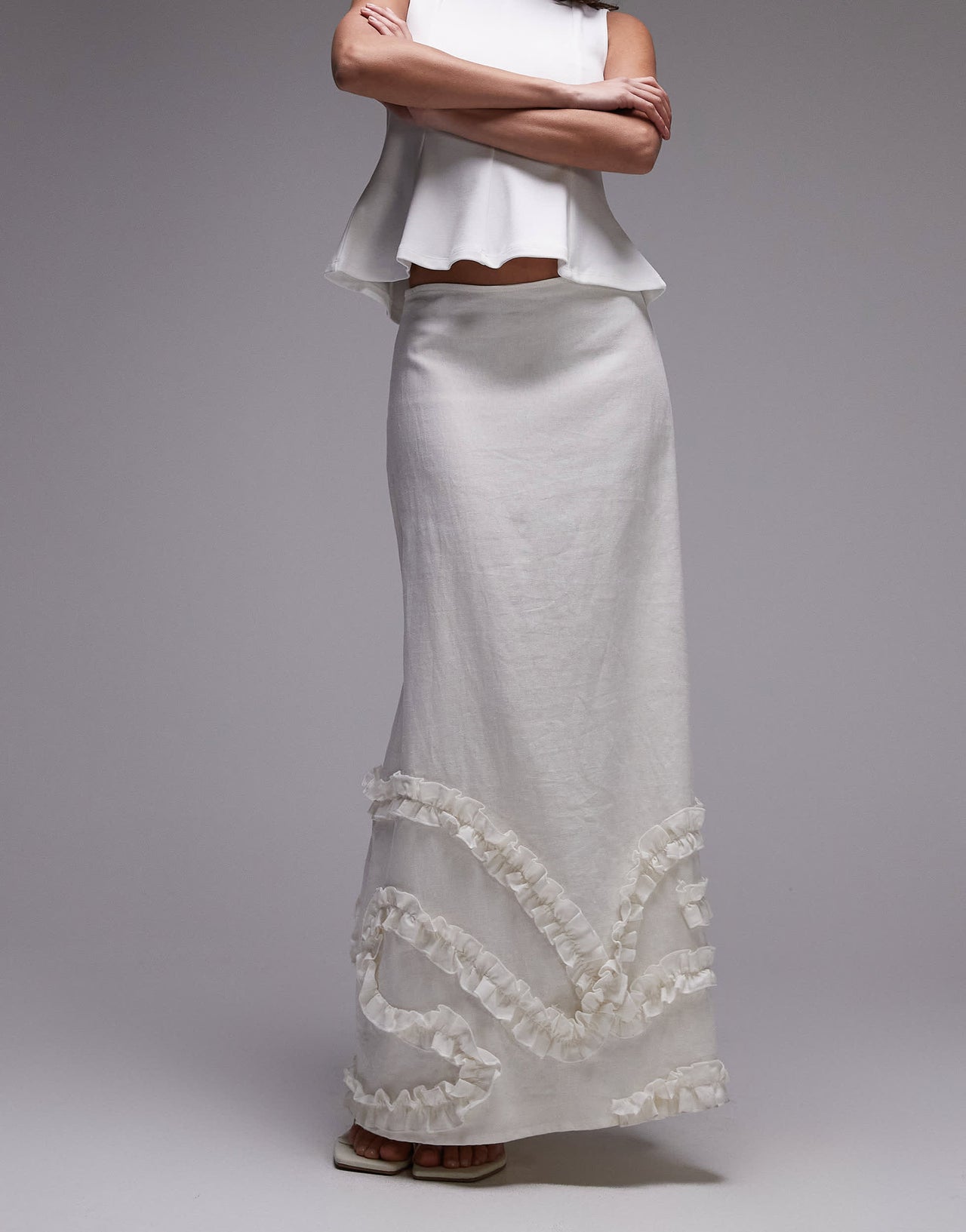 LAAGAM pinot maxi linen skirt in white