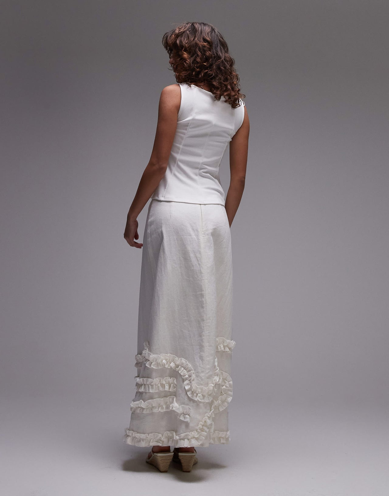 LAAGAM pinot maxi linen skirt in white