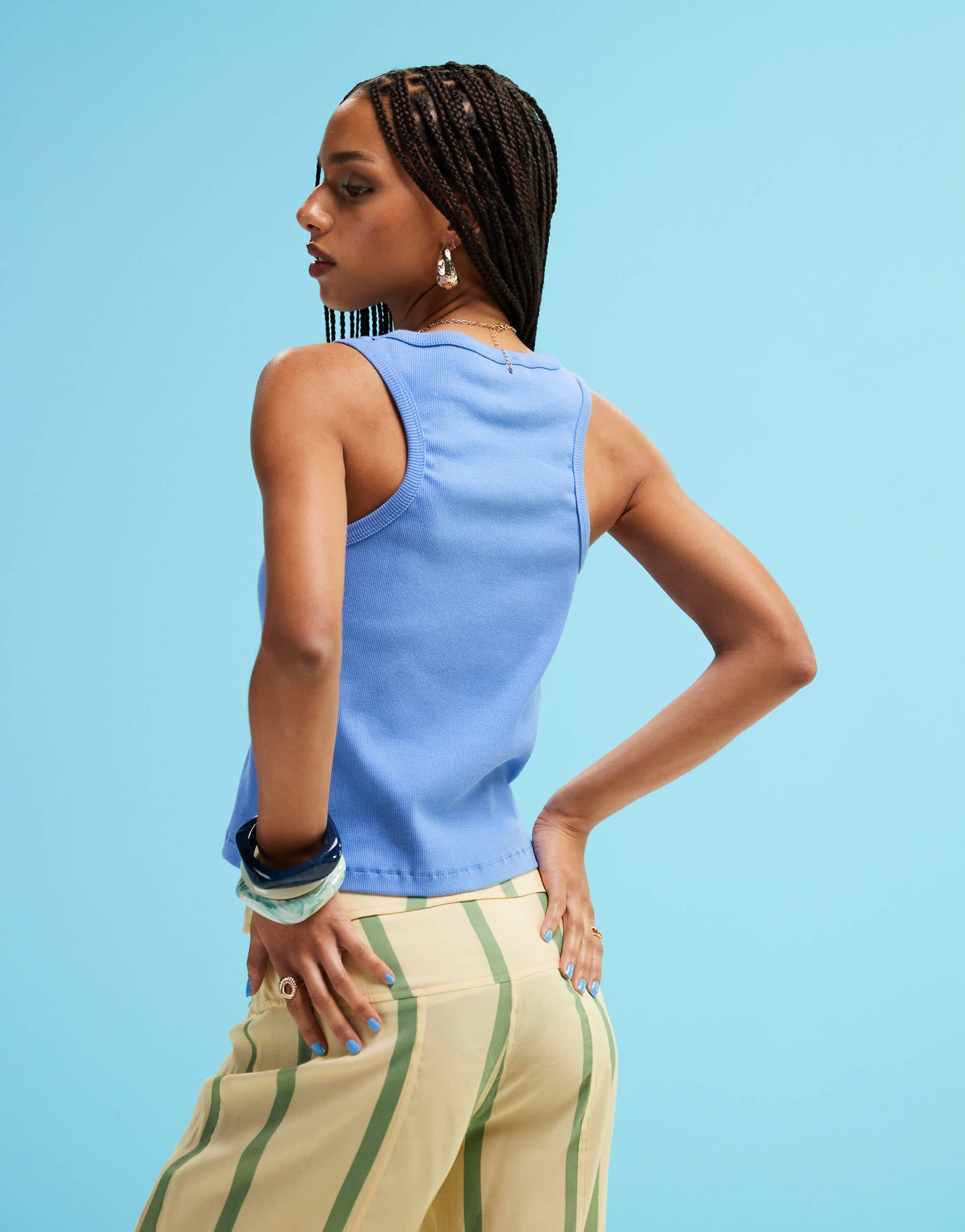 LAAGAM embroidered logo tank top in blue