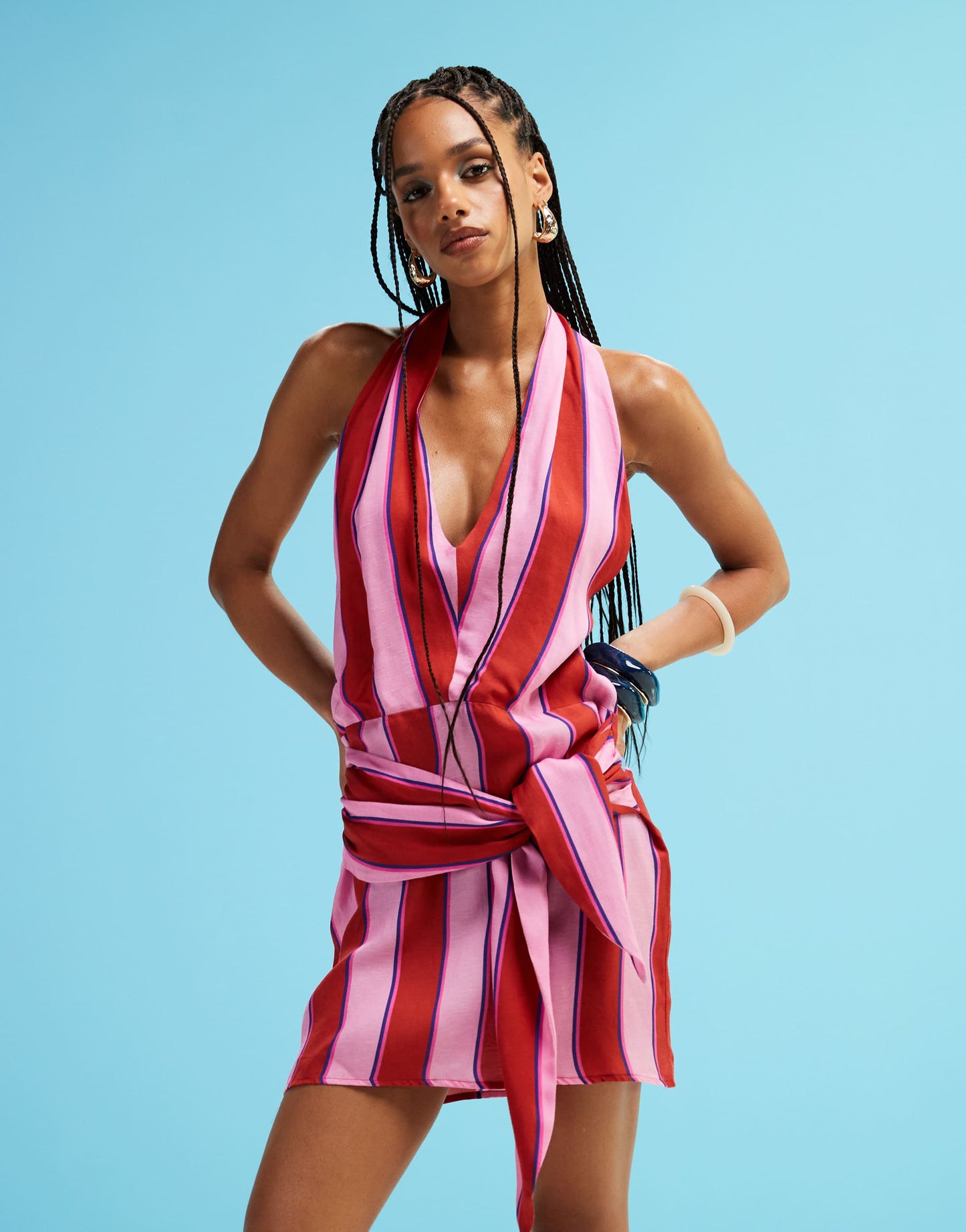 LAAGAM amazona uma striped mini dress in pink