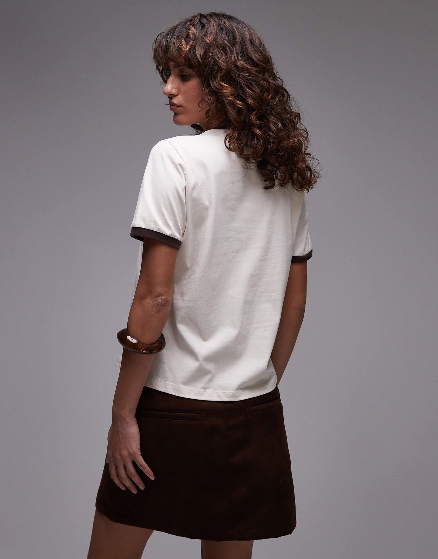 LAAGAM cotton logo ringer t-shirt in ecru