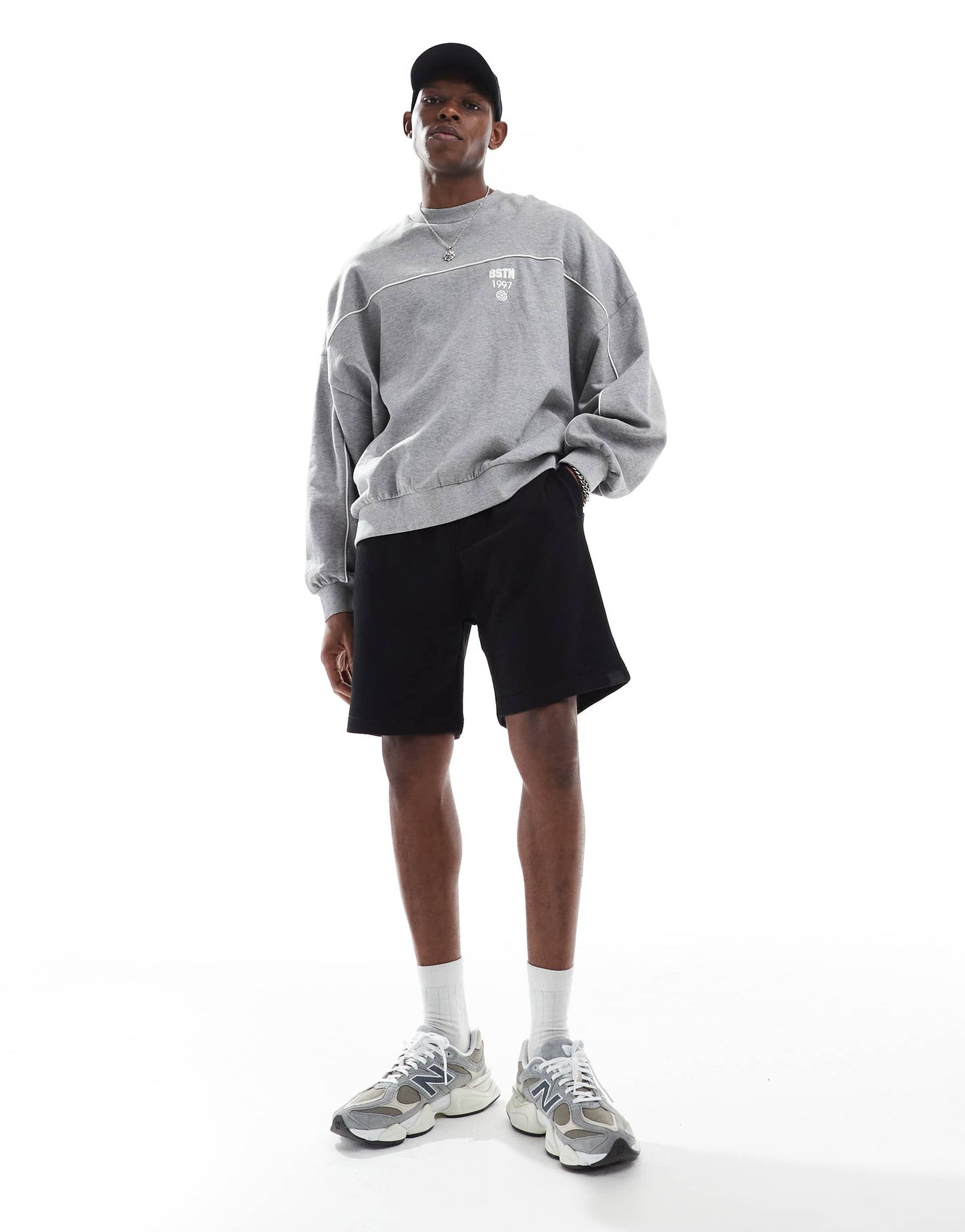 Bershka jersey shorts in black