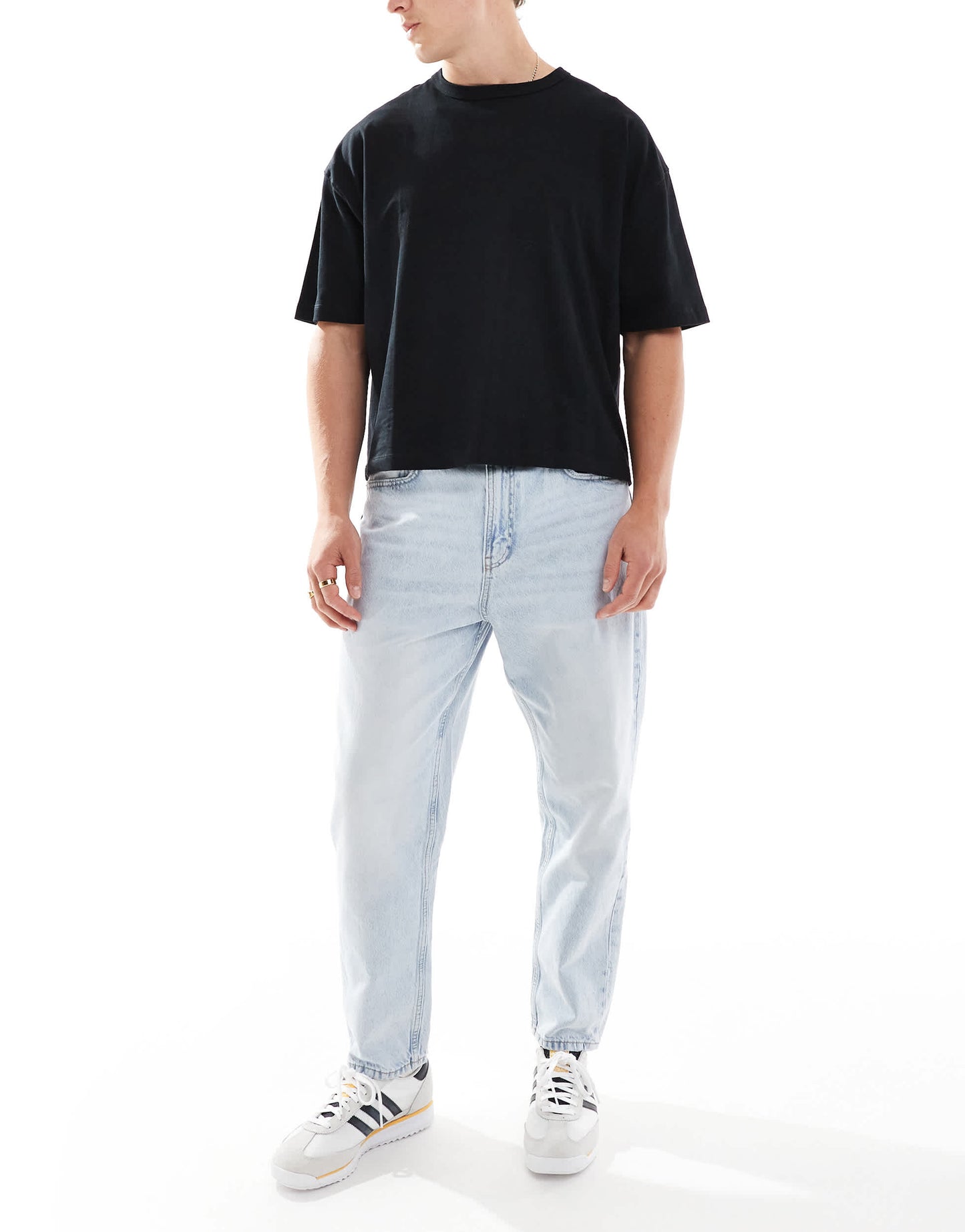 Bershka loose fit jeans in light blue wash