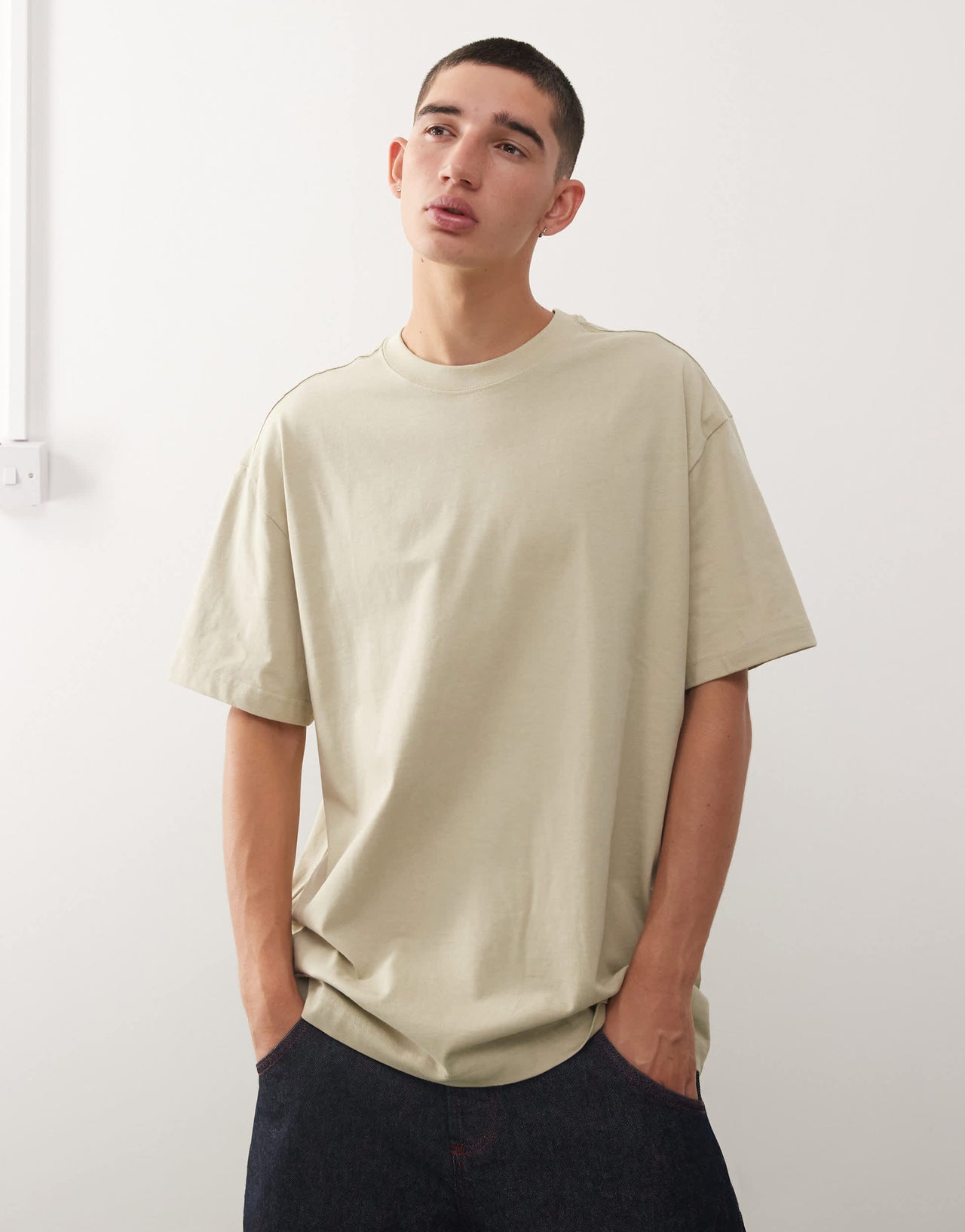 Weekday oversized t-shirt in khaki